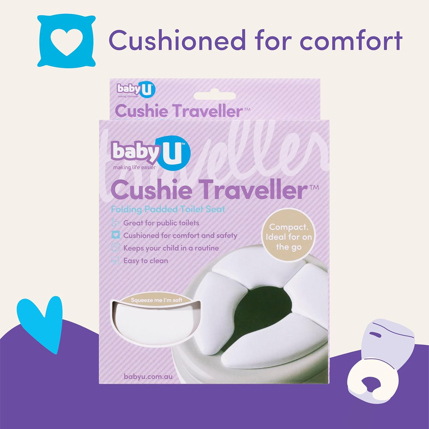 Babyu Cushie Traveller | Folding Padded Potty Seat | Toilet Training on the Go image number 4