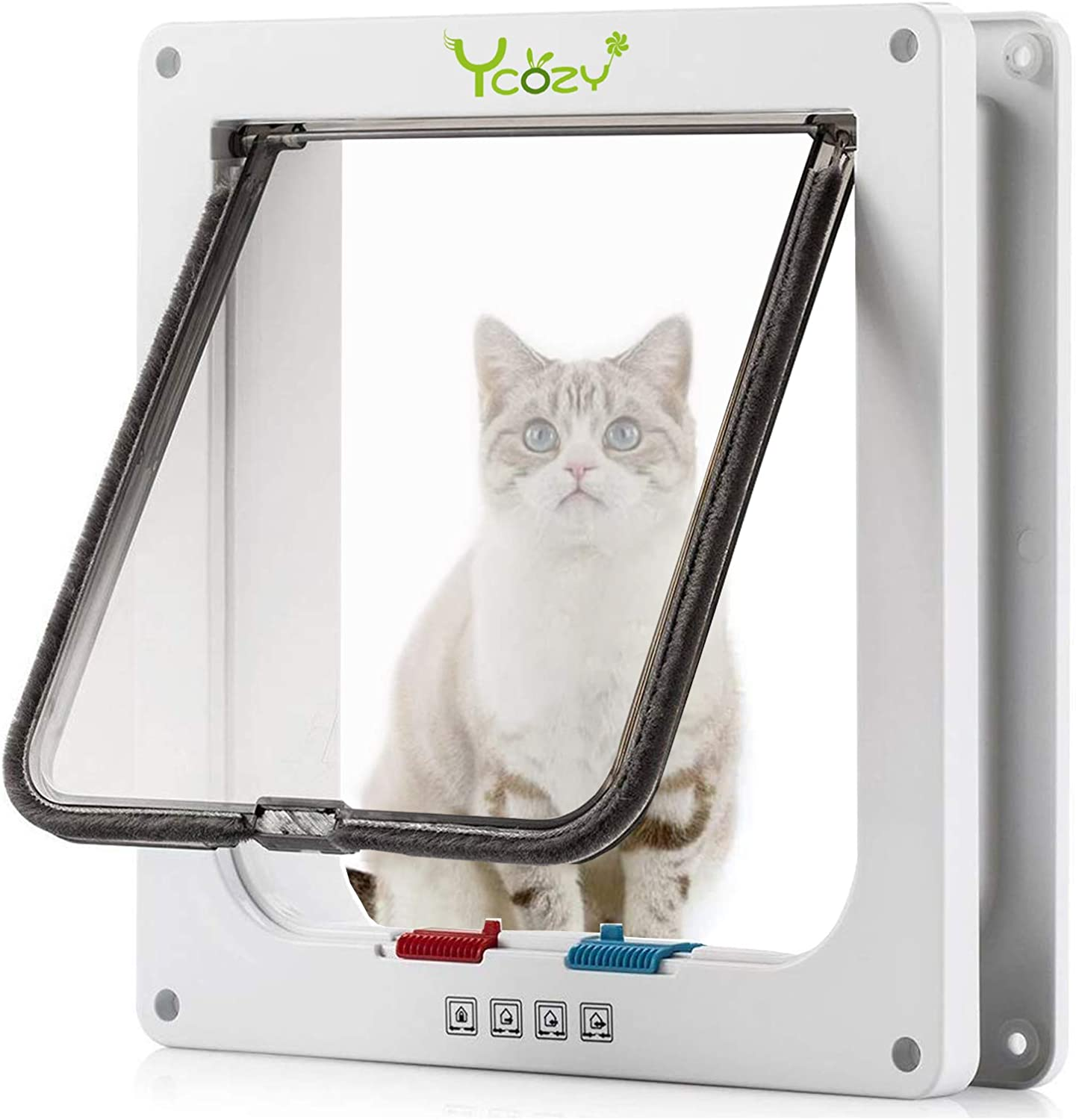 Ycozy Large Cat Doors Outer Size 9.9" X 9.3" 4-Way Locking Indoor Pet Door for Interior Exterior Door Wall Window, Weatherproof Cat Flap for Kittens & Dogs Easily Install image number 1