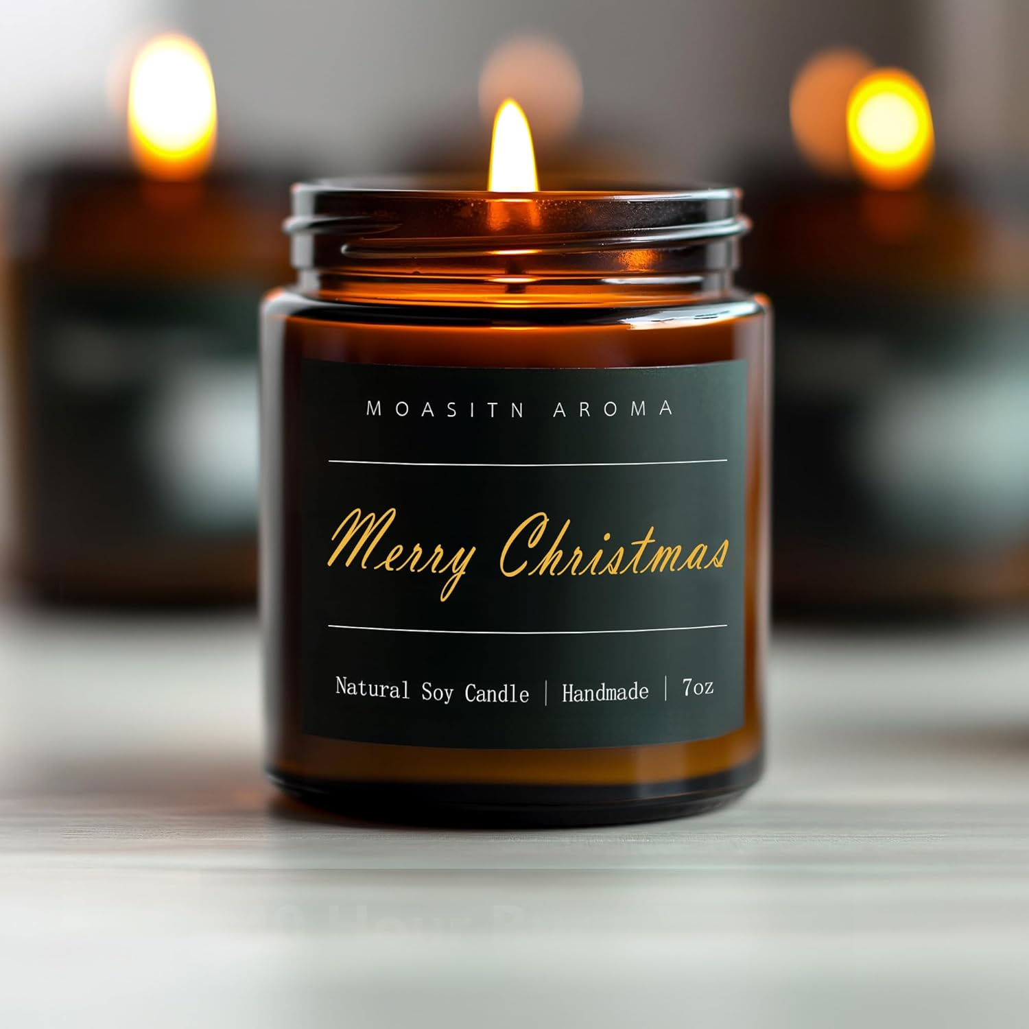 MOASITN Merry Christmas Scented Candles for Home|Cardamom,Cinnamon,Orange Scented Natural Soy Candle|Women,Men Jar Candel for Christmas,Winter,Relaxing|Longlasting Aromatherapy Candle|7Oz image number 4
