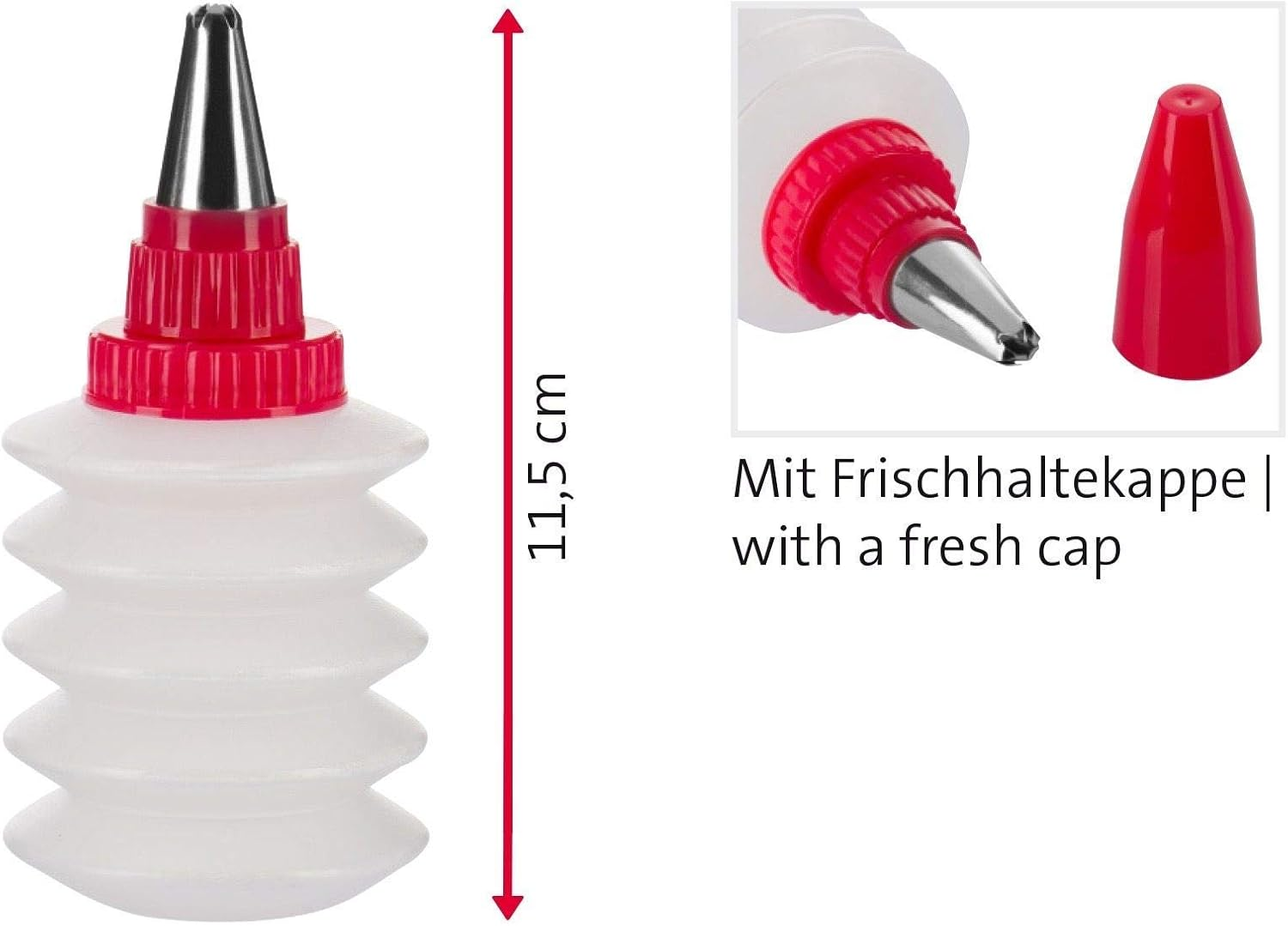 Westmark Decorating Bottle Set, 2 Bottles and 4 Nozzles, with Caps, Plastic/Stainless Steel, Transparent/Red/Silver, 31142260 image number 5