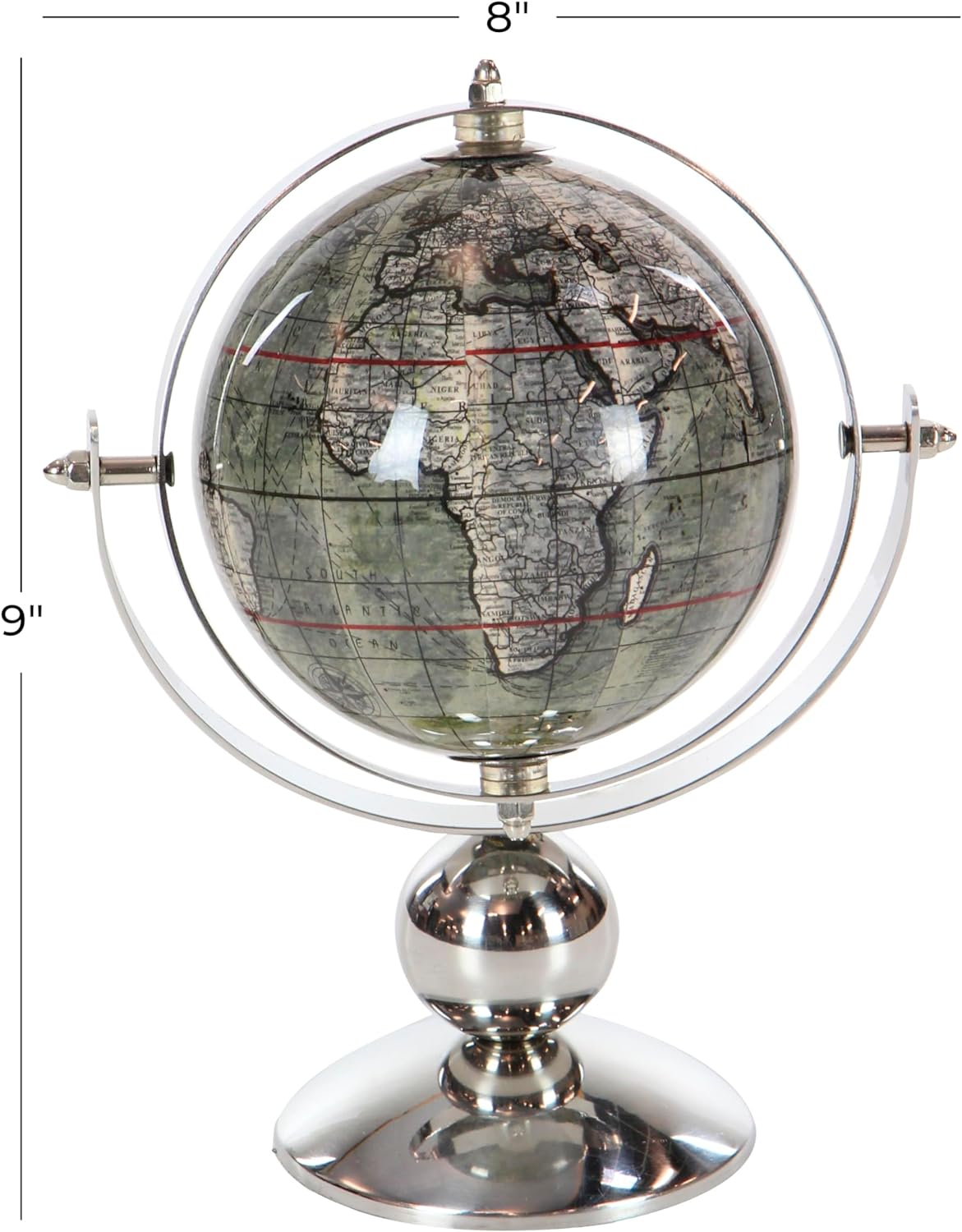 Deco 79 Stainless Steel Globe, 8" X 5" X 9", Silver image number 3
