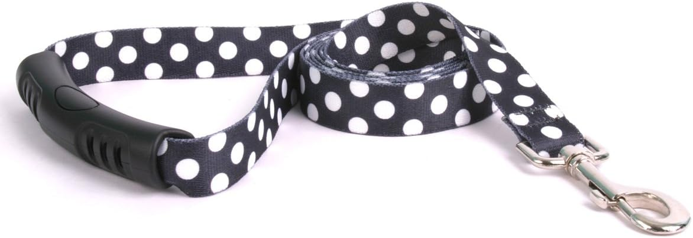 Yellow Dog Design Licorice Polka Dot Coupler Dog Leash 3/8" Wide and 9 to 12" Long, Small