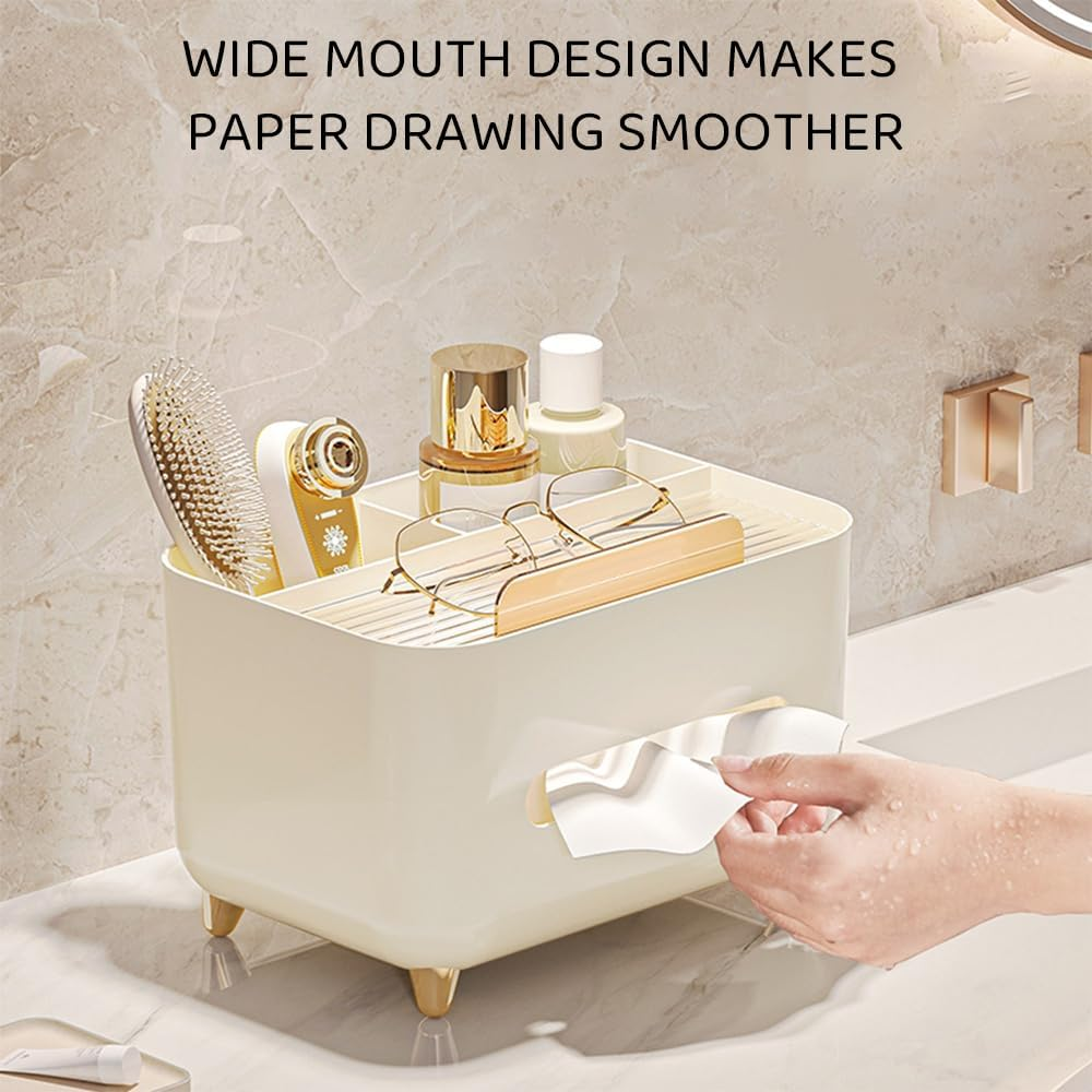 Multifunctional Tissue Box with Remote Control, Desktop Storage Organizer for Living Room, Bedroom, Office, or Hotel image number 1