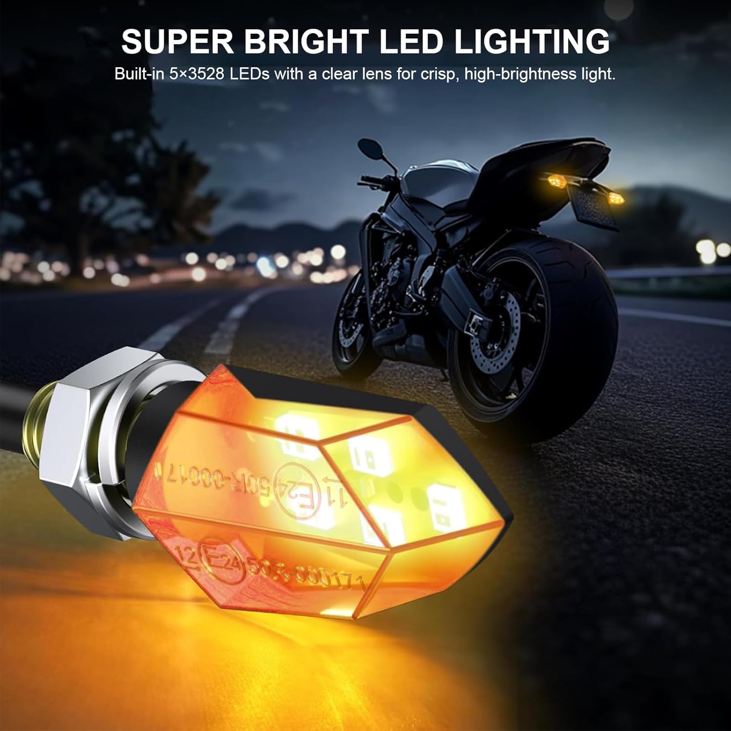 4PCS Mini Motorcycle LED Turn Signal Lights 12V &ndash; Universal Blinkers for Motorbike, Scooter, ATV, Cruiser & off Road &ndash; Bright Compact Design, Easy Plug & Play Install image number 1