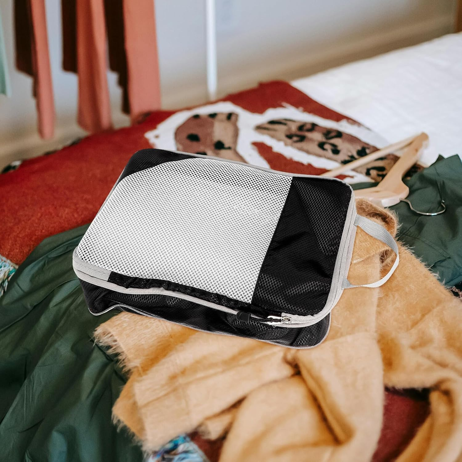 LRXIYODE 4Pcs Travel Compression Storage Bags for Luggage Lightweight Clothes Organizer with Zipper Closure Space-Saving Packing Cubes for Shoes and Apparel Travel Accessories for Compact image number 1