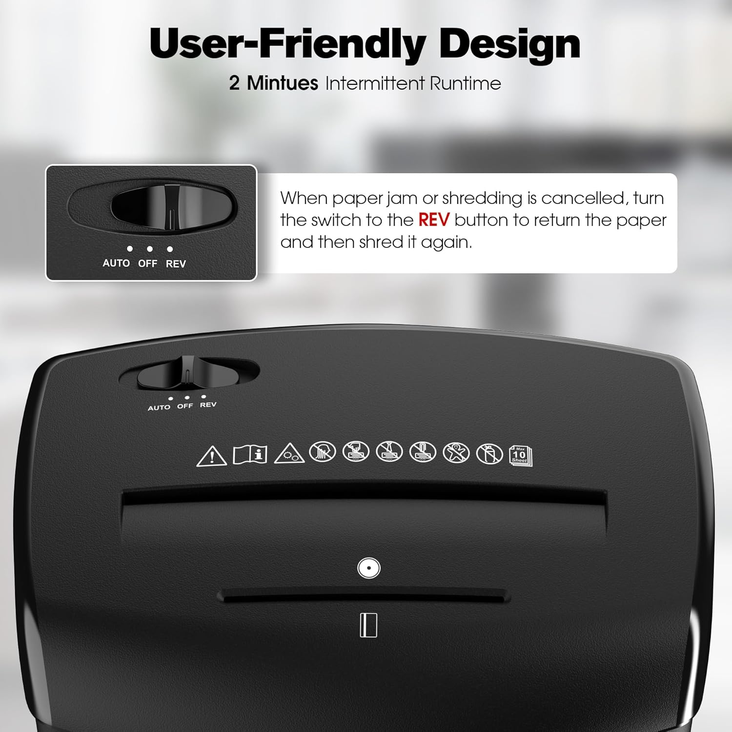 Advwin Paper Shredder, Paper Shredder Automatic Cross Cut P-4 Security, 10 Sheets, 21L Removable Bin, Paper/Cd/Credit Card Shredder for Home Office image number 2