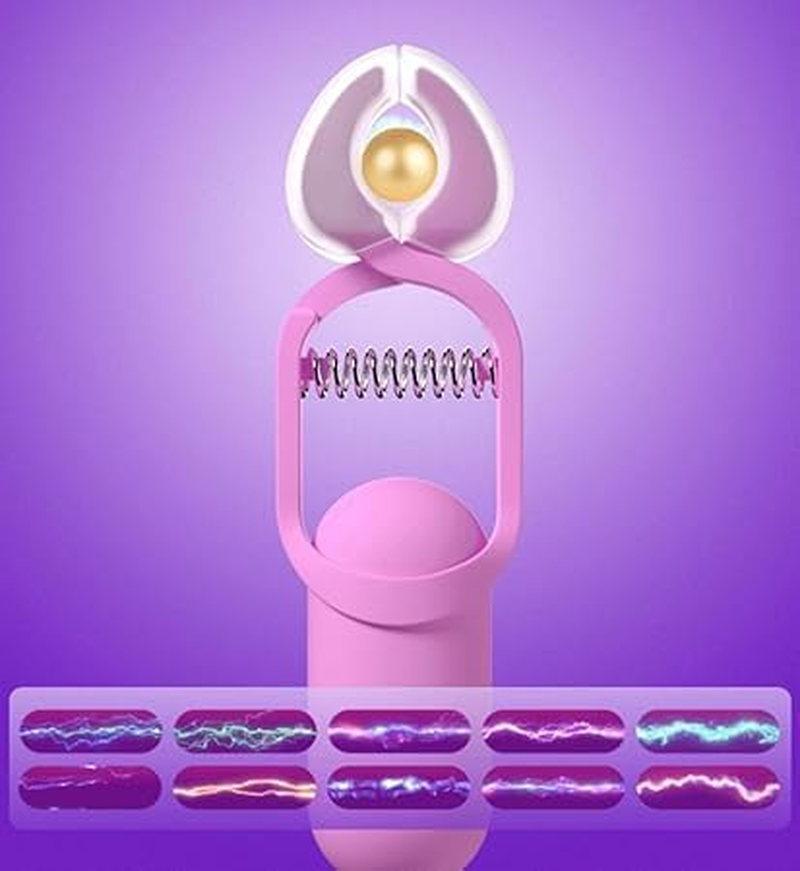 Vibrating Nipple Clamps Electric Shock Nipple Clamps Clip Adjustable Nipple Sex Toys Clitoris Clamp Nipple Vibrator with 10 Powerful Vibration Couples Clamps for Clitoris Nipple Stimulation Pink image number 4