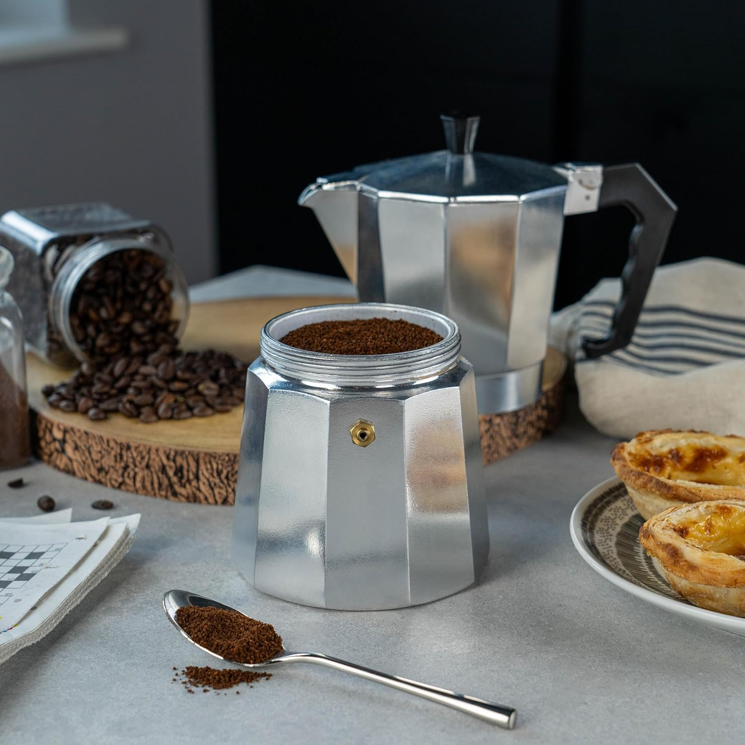 Cafe Ole 12-Cup Italian Style Aluminium Espresso Coffee Maker, Silver, 480 Ml image number 4