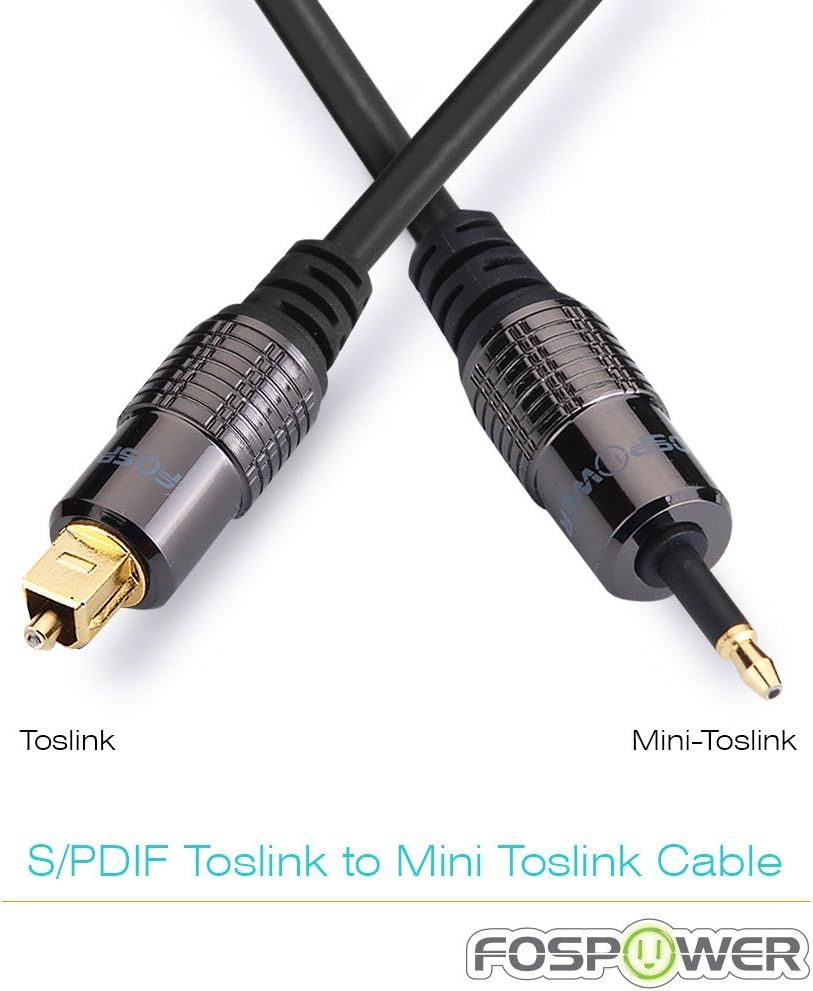 Fospower (0.9M / 3FT) 24K Gold Plated Toslink to Mini Toslink Digital Optical S/PDIF Audio Cable with Metal Connectors & Strain-Relief PVC Jacket image number 2