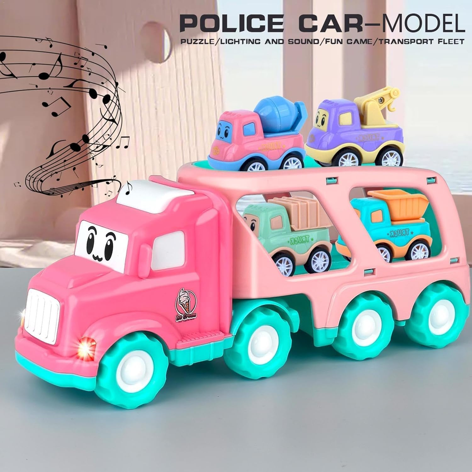 1 2 3 4 5 Years Old Trucks Toys| Truck Toy with Sound| Interactive Toys Truck with Sounds, Playground Car Trucks Toys, Girls Truck Toy with Sound Effects, Vehicle Toy for Young Girls image number 2