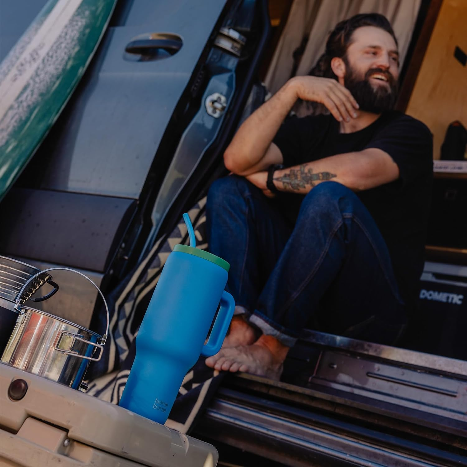 BOTTLE BOTTLE 40 Oz Tumbler with Handle and Straw, Stainless Steel Vacuum Travel Drink Bottle, Car Cup with Straw, Stainless Steel Vacuum Water Bottle for Gifts Party Office Coffee (Deep Sea) image number 6