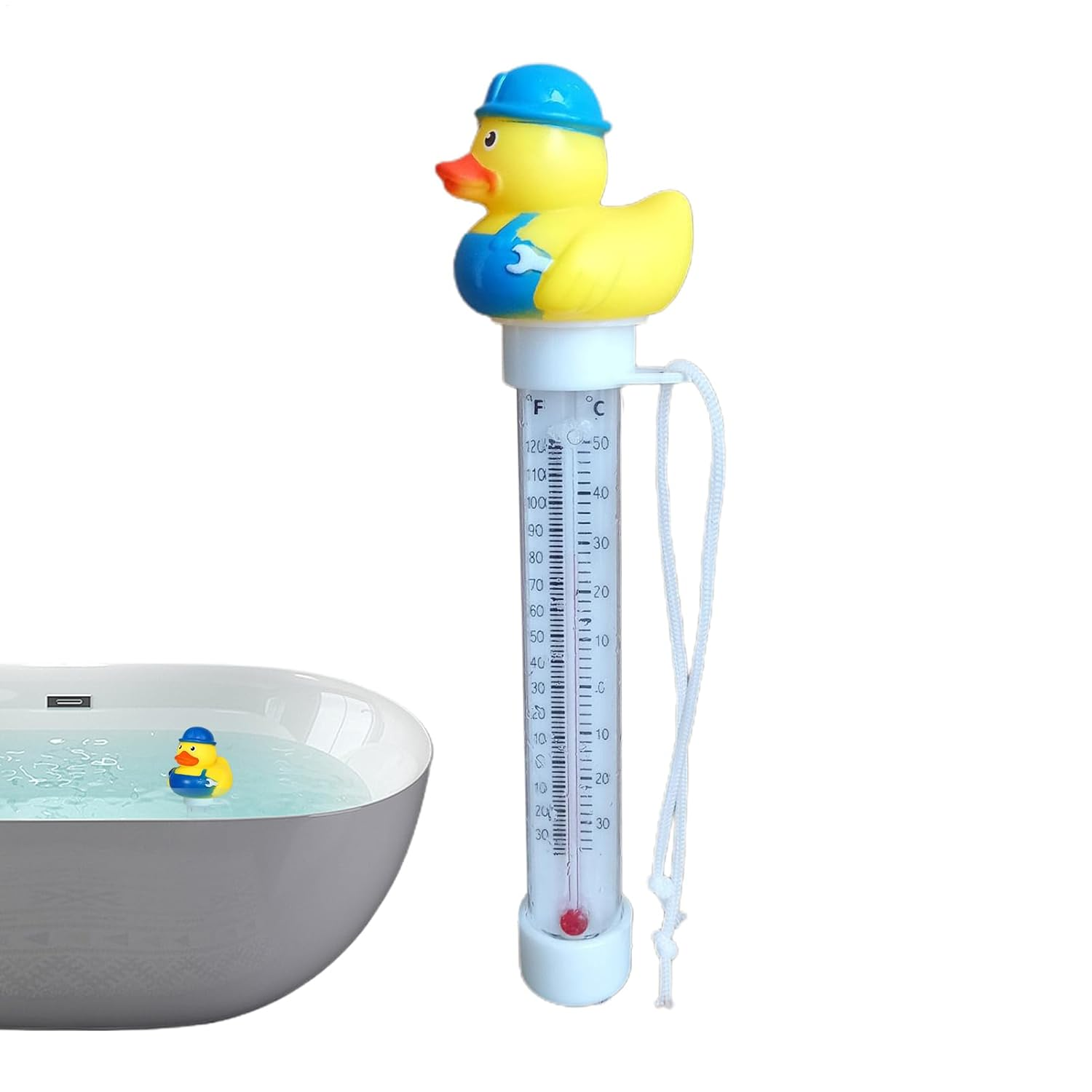 Rubber Duck Floating Thermometer | Duck Easy Read Temperature Gauge with String | Pool Thermometers Floating, for Cold Plunge,Ice Bath, Spa, Hot Tub, Pond,Outdoor & Indoor Swimming Pools