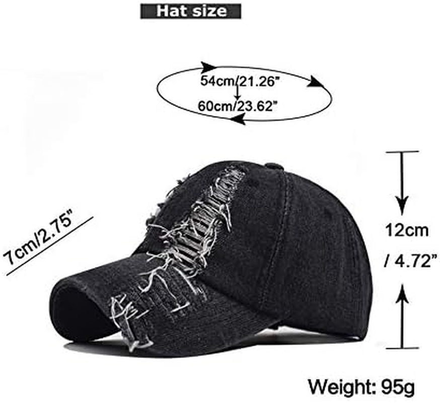 Broken Design Adjustable Unisex Washed Denim Hats Top Hats for Women Baseball Caps Baseball Hats for Men DIY Plain Hat image number 5