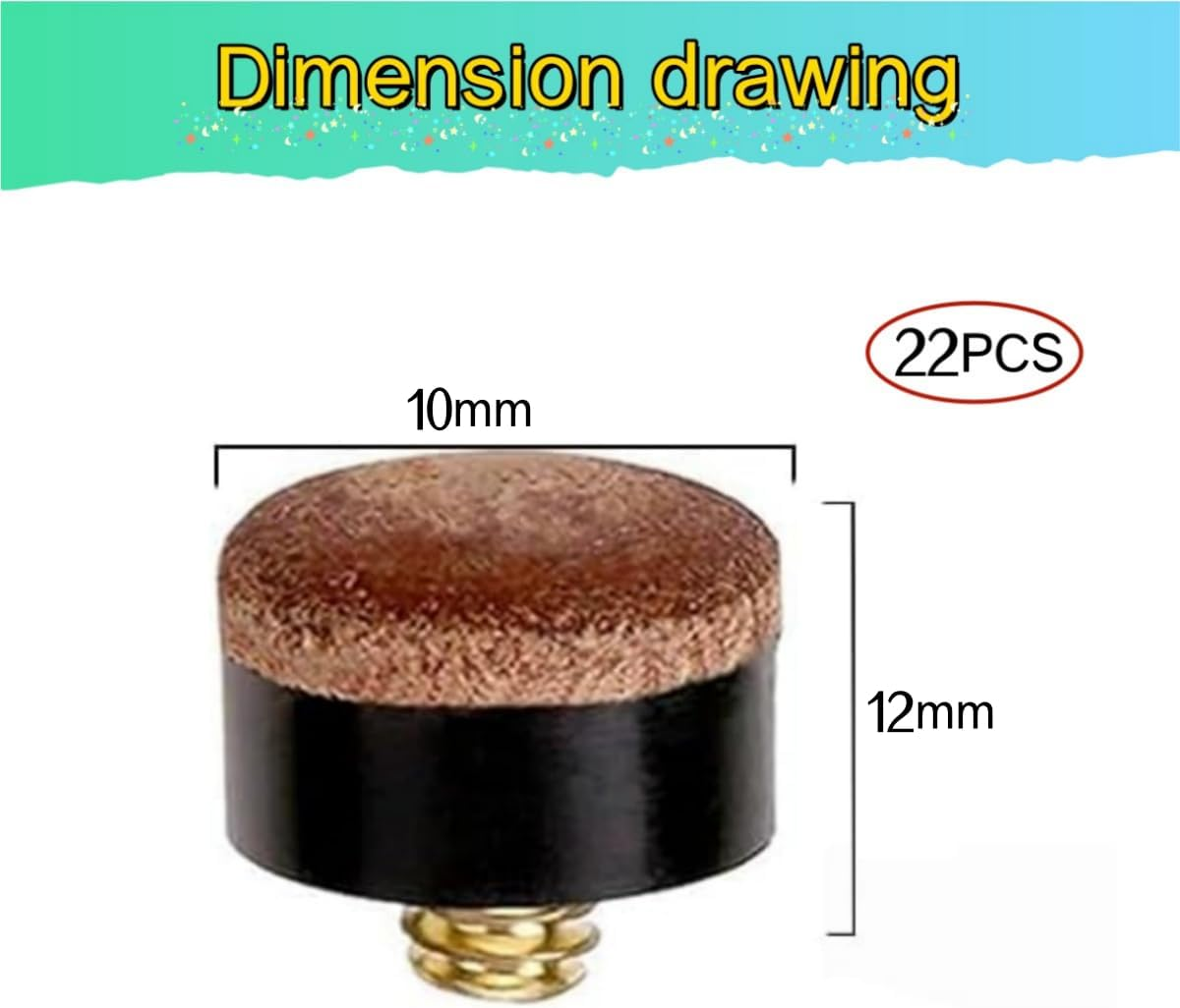 22 PCS the Screw Has a Leather Head,Replacement Parts,10 Mm Cue Tips,Pool Cue Tips Hard Leather Screw-On Tips for Pool Cues and Snooker image number 1