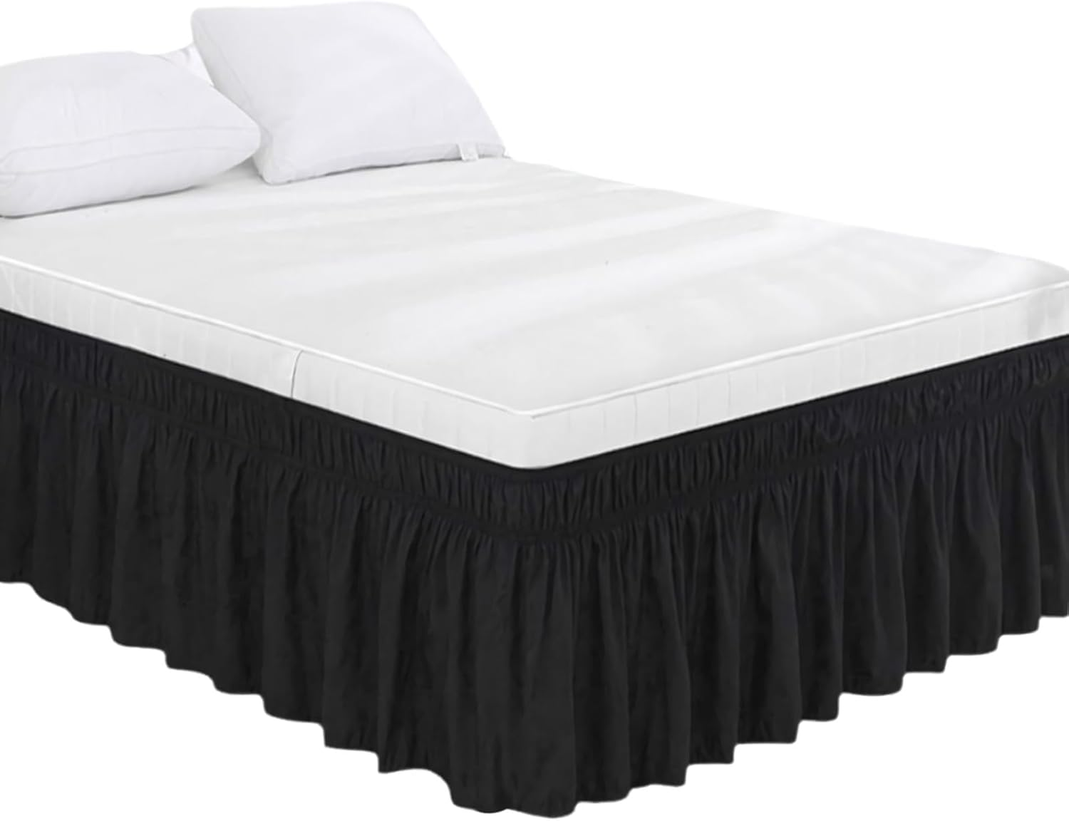 Wrap around Bed Skirt Full Bed,Valance Sheet Bed Skirts Queen Size (Dark Green, King)