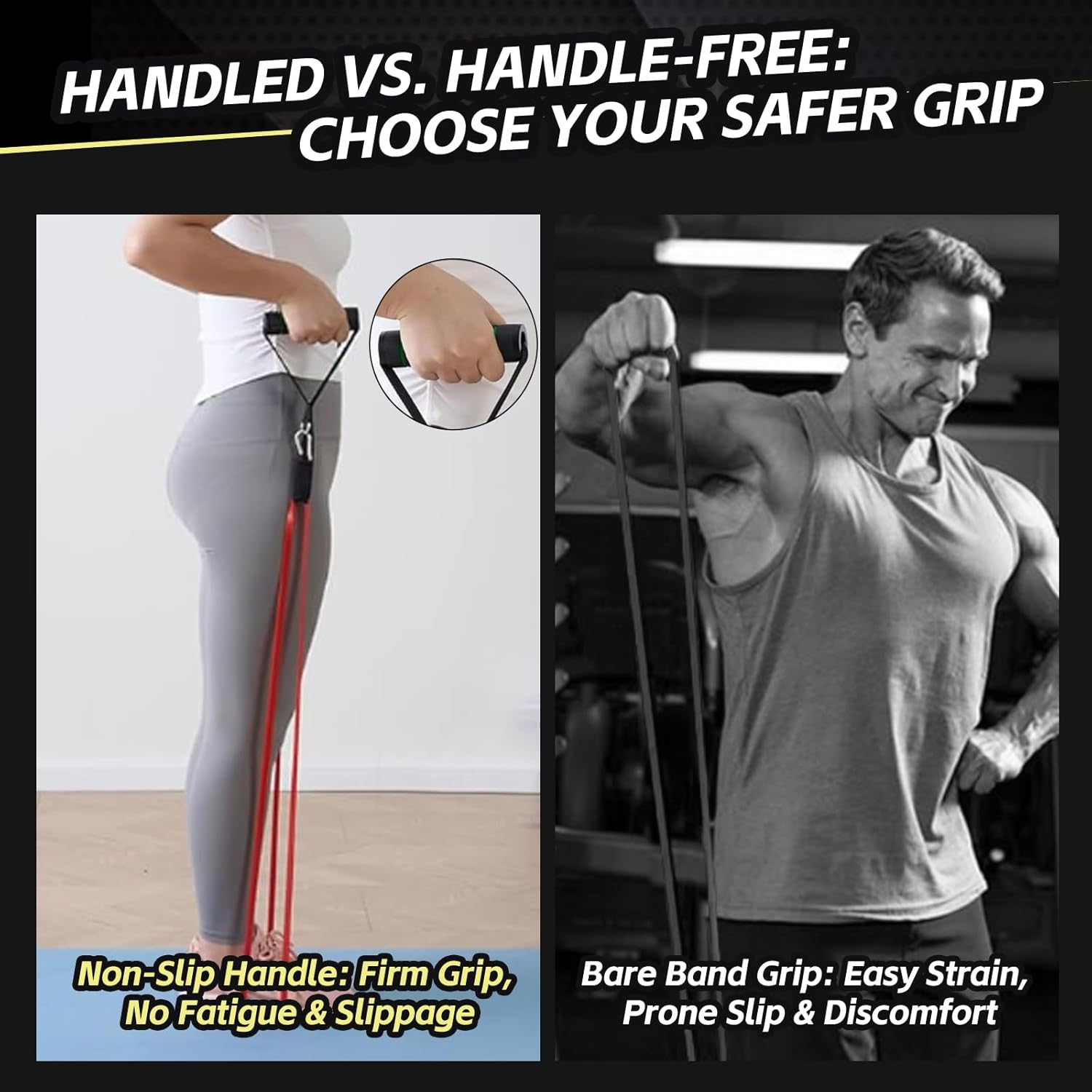 Igyos 9 Pcs Resistance Bands Set, 5-Level Exercise Bands with Handles & Door Anchor, Workout Bands for Strength Training, Physical Therapy, Home Gym Fitness Equipment for Men and Women image number 2