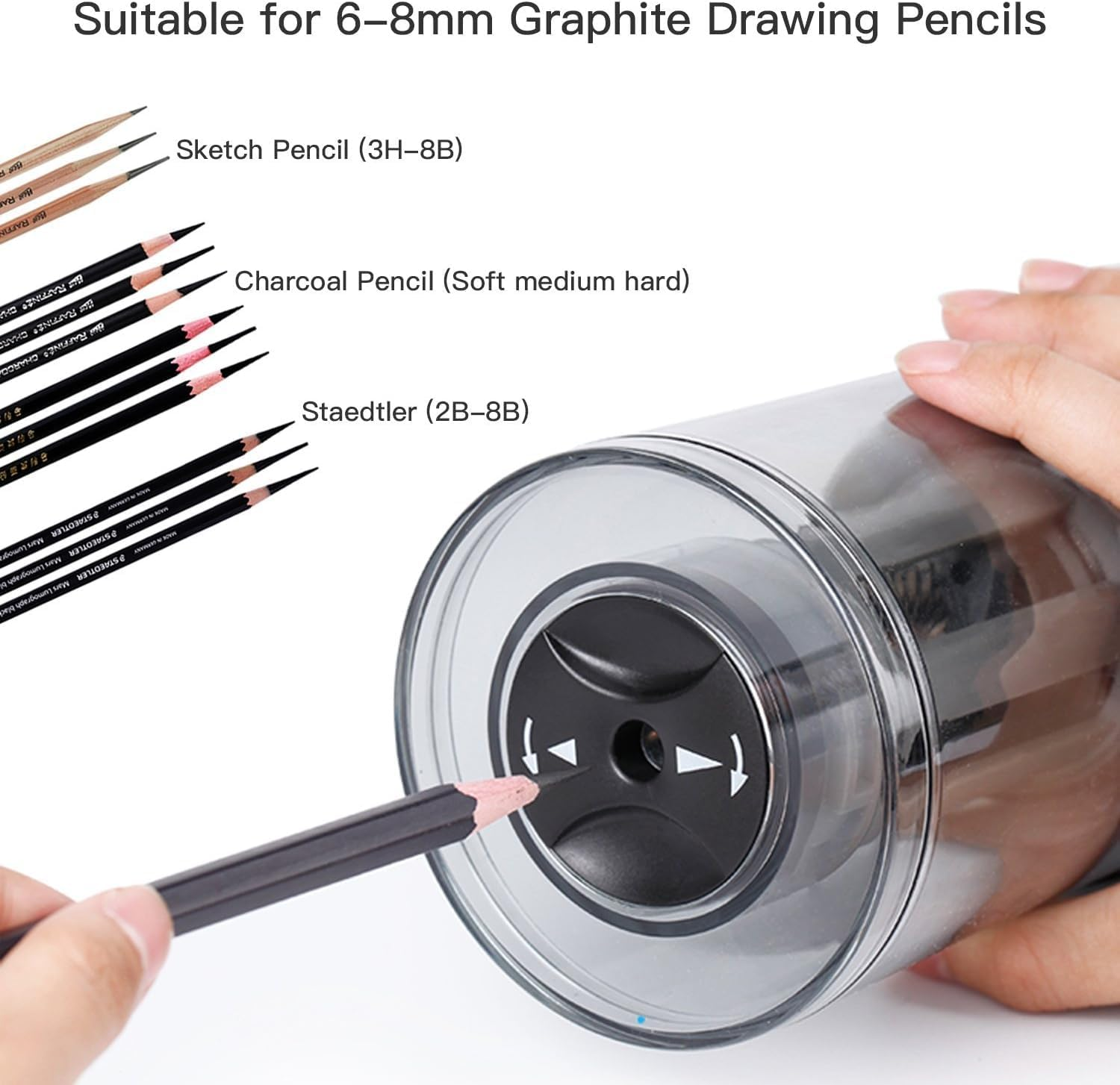 AFMAT Long Point Electric Pencil Sharpener for Artist, Rechargeable Artist Pencil Sharpener for &Phi;6-8.5Mm Charcoal/Drawing/Sketching/Colored Pencils, 3 Point Options, Auto Stop, 8-25Mm Super Long Tip image number 4