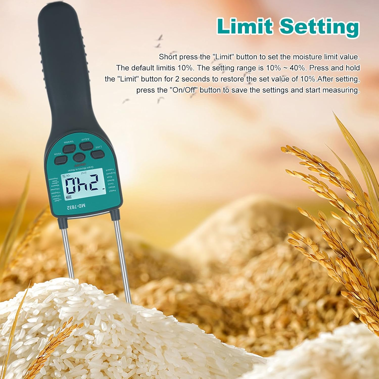 Hay Tester Digital Grain Content Meters for 14 Type Grains Paddy Wheat Corn Barley Rice Sorghum Pellet Feed image number 2