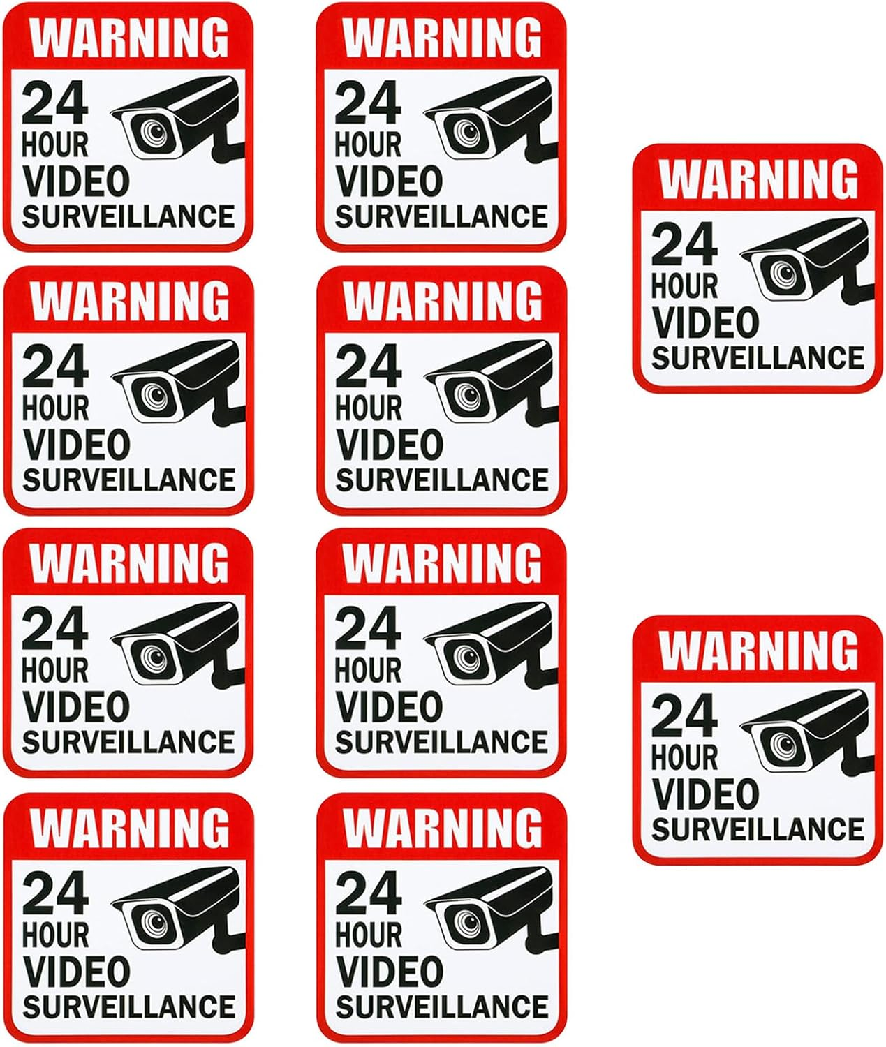 10Pcs Self-Adhesive Warning Sticker, CCTV Logo Sticker, 24-Hour Video Surveillance No-Entry Warning Sign, Video Surveillance Sign for Home Safety image number 4