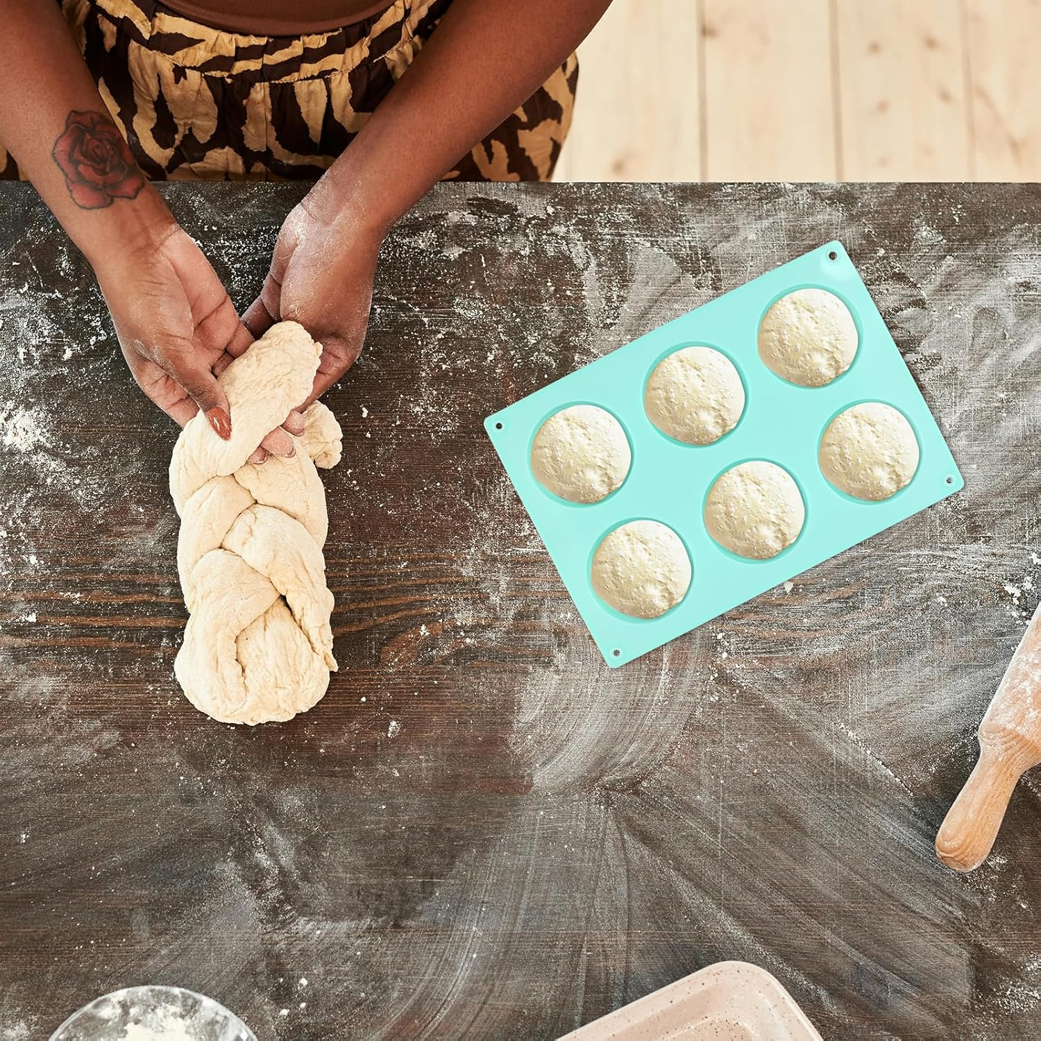 3Pcs Cake Puck Template Set, 6-Cavity Silicone Cake Moulds for Baking round Chocolate Cake Stencil Cake Baking Molds Supplies for Cake, Candy, Chocolate, Dessert image number 5