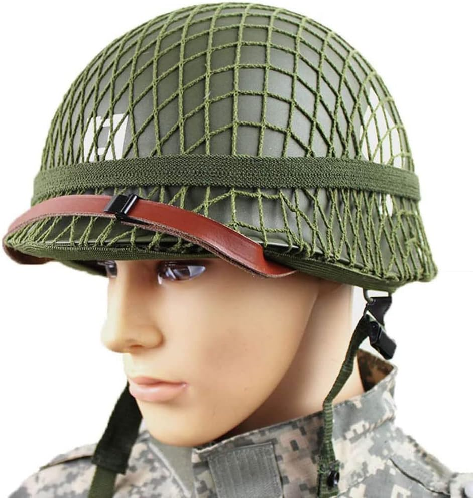 Perfect WW2 US Army M1 Green Helmet Replica with Net/Canvas Chin Strap DIY Painting image number 2