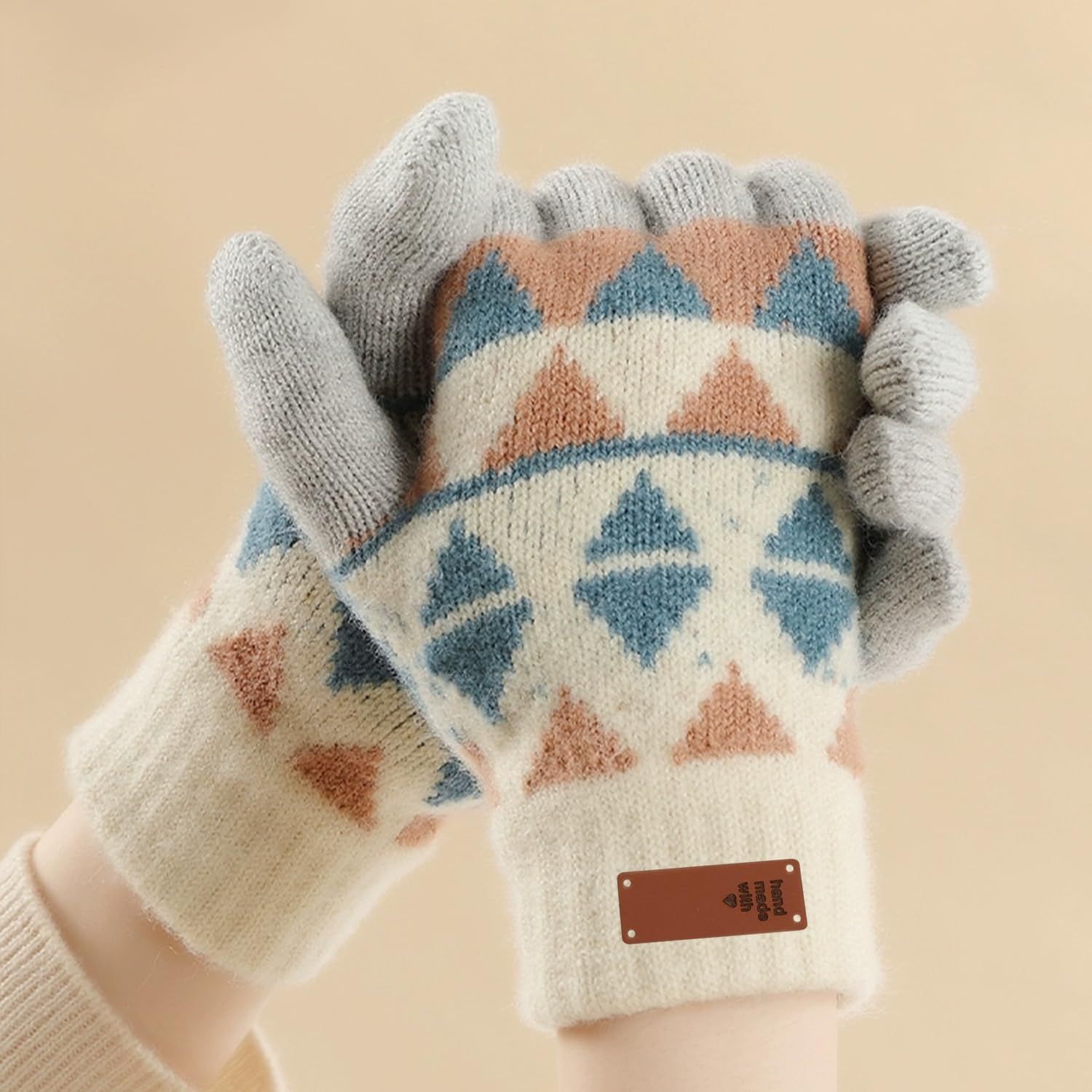 120Pcs Handmade Leather Labels, Funcyboo Handmade Labels Tags PU Leather Label Tags Handmade Embossed Tags with Holes for DIY Crafts Clothing Handmade Knitting (4 Patterns) image number 1