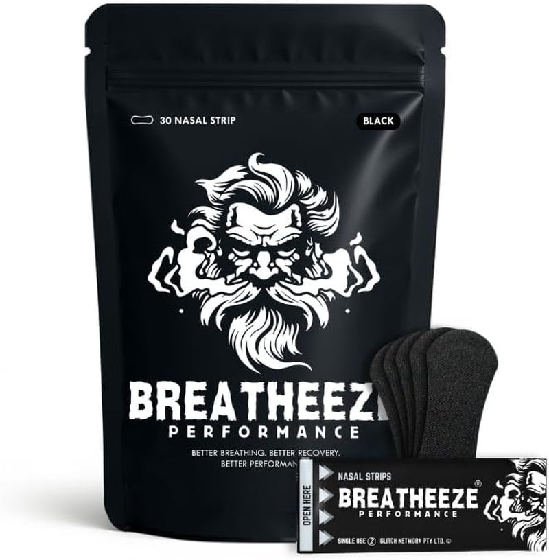 Breatheeze Black Extra Strength Nasal Strips (30 Pack) &ndash; Sweat-Proof Nose Strips for Athletes, Sleep, Snoring Relief & Recovery | Premium Adhesive for Training, Running & Deeper Restful Sleep image number 5
