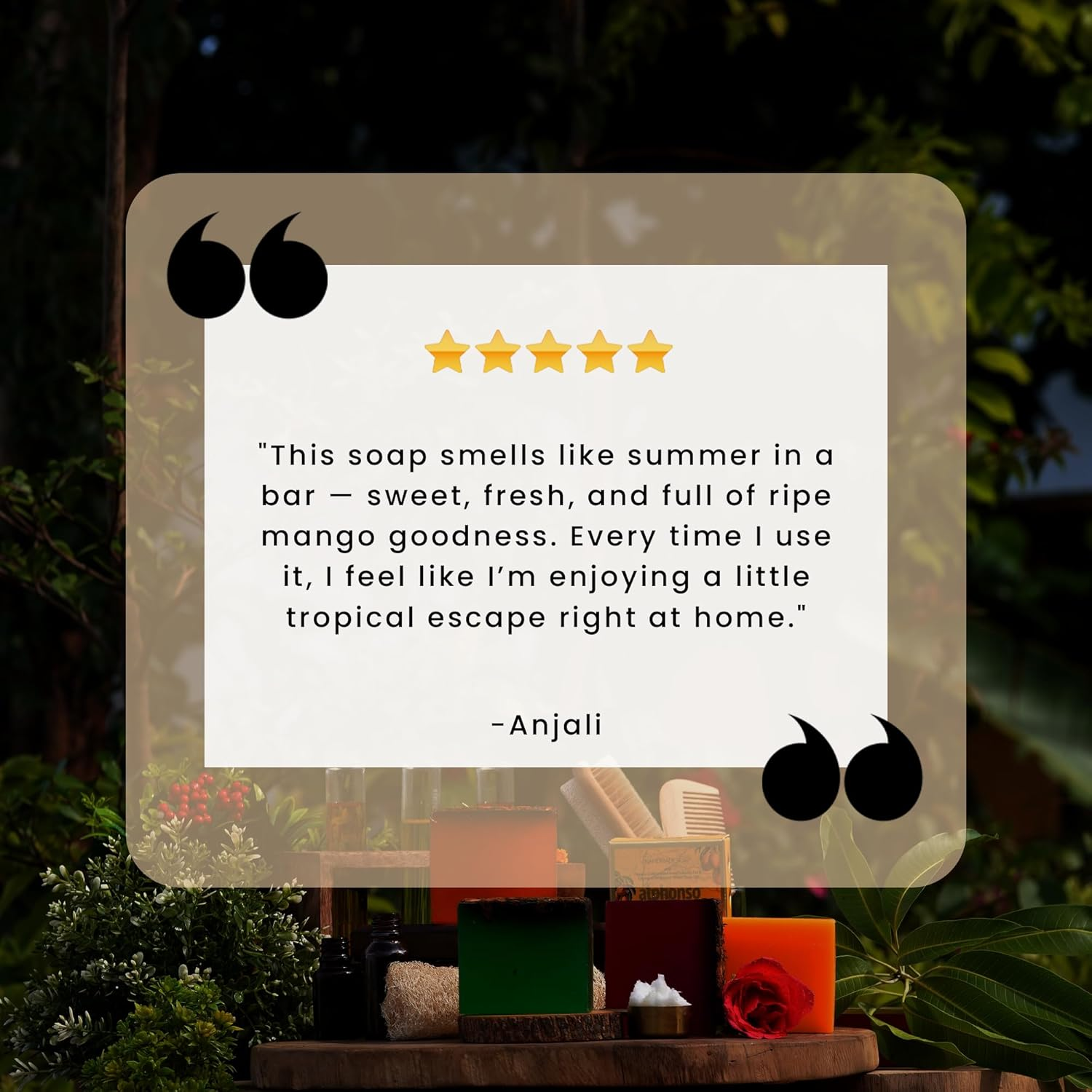 Nyassa Alphonso Handmade Sugar Soap with a Subtle Delectable Fragrance and Natural Ingredients Mango Leaf Extract, Raw Cane Sugar and Mango Butter. (150Gm) image number 3