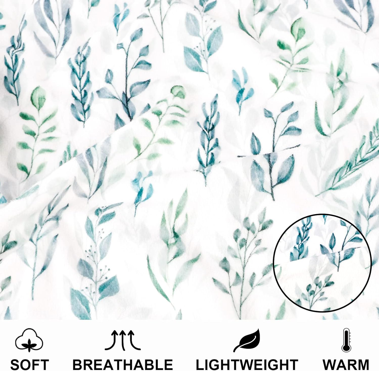 Baby Blanket Green Leaf, Soft Warm Baby Blankets for Girl and Boy, Plush Dot Security Blanket for Nursery Stroller Infant Crib(76X102 Cm) image number 3