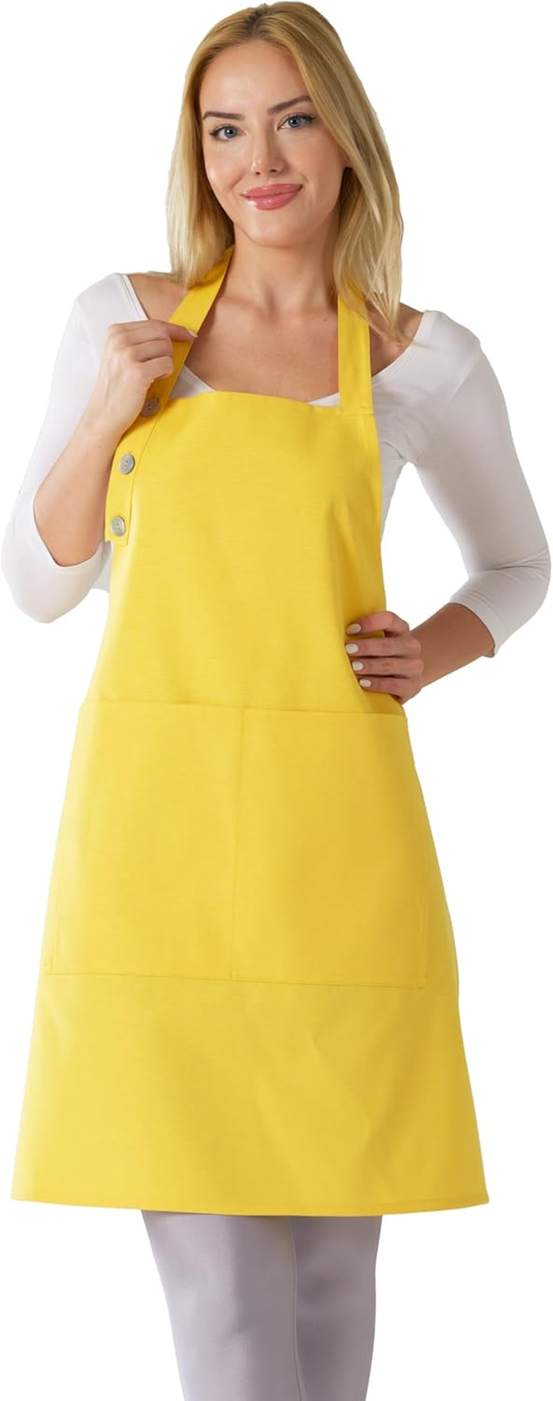 TOSHE Kitchen Apron Waterdrop Resistant Cotton Apron with Adjustable Aprons for Women with Pockets Cooking Apron