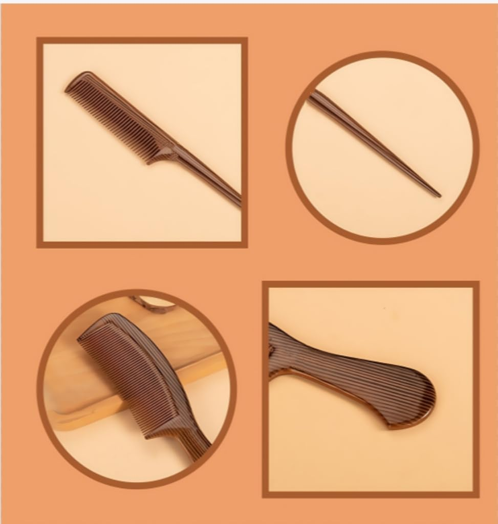 Wooden Natural Detangling Fine Tooth Wide Tooth Combs, 4Pcs Natural Sandalwood Tail Comb Anti-Static,Anti-Static Scent Wooden Detangler Combs,Wood Wide Tooth Comb for Shiny Hair image number 5