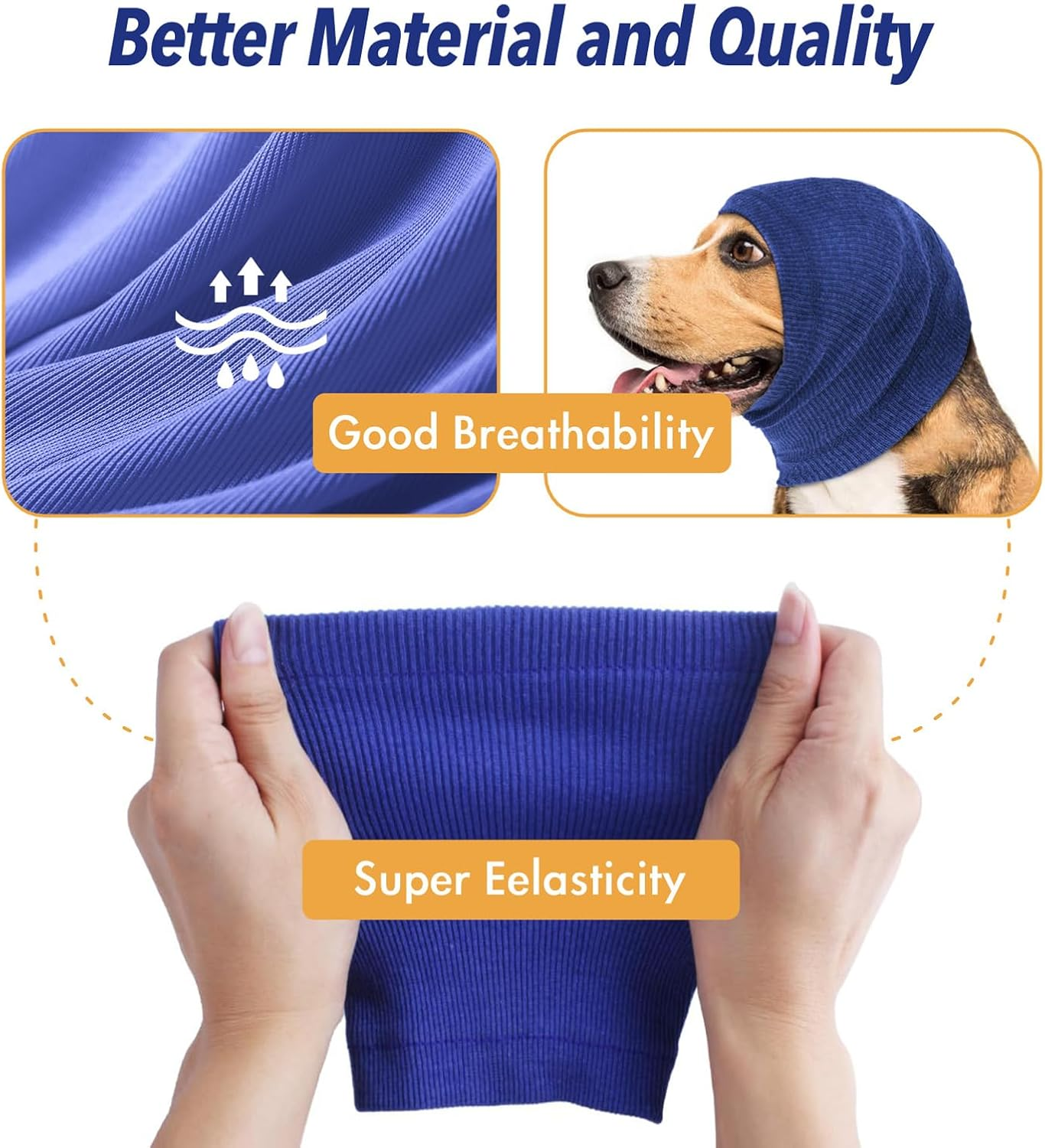 Pet Hoodie,Pet Noise-Proof Ear Cover,Thunder Noise Protection, Anxiety Relief Calming,Dog Head Cover the Grooming and Force Drying Dog Ear Protector. (Blue, M) image number 5