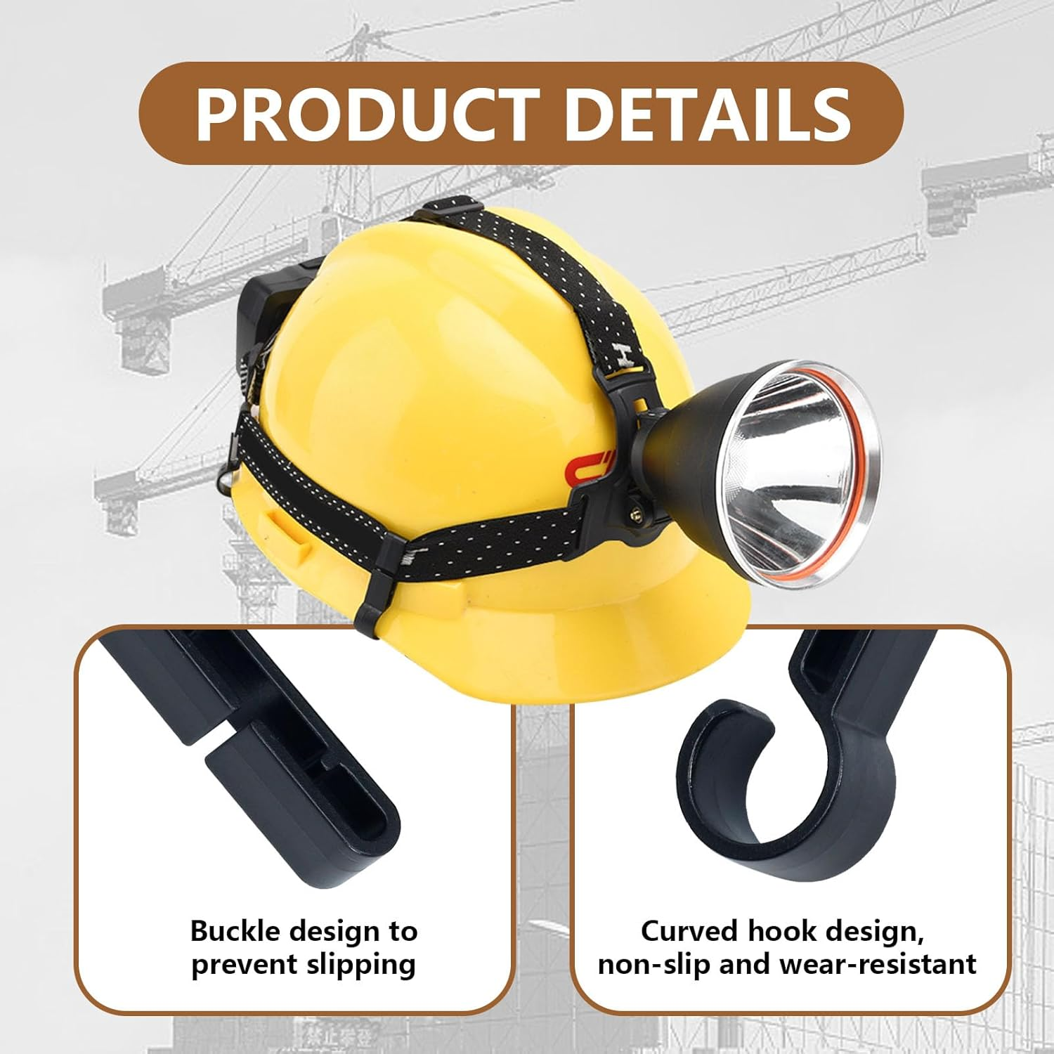 Koceci 60 PCS Hard Hat Light Clips, Black Headlamp Hook for Headlamp Light Hook Accessory,Helmet Light Clamp, Anti-Slip Stable Hard Hat Light Mount image number 1