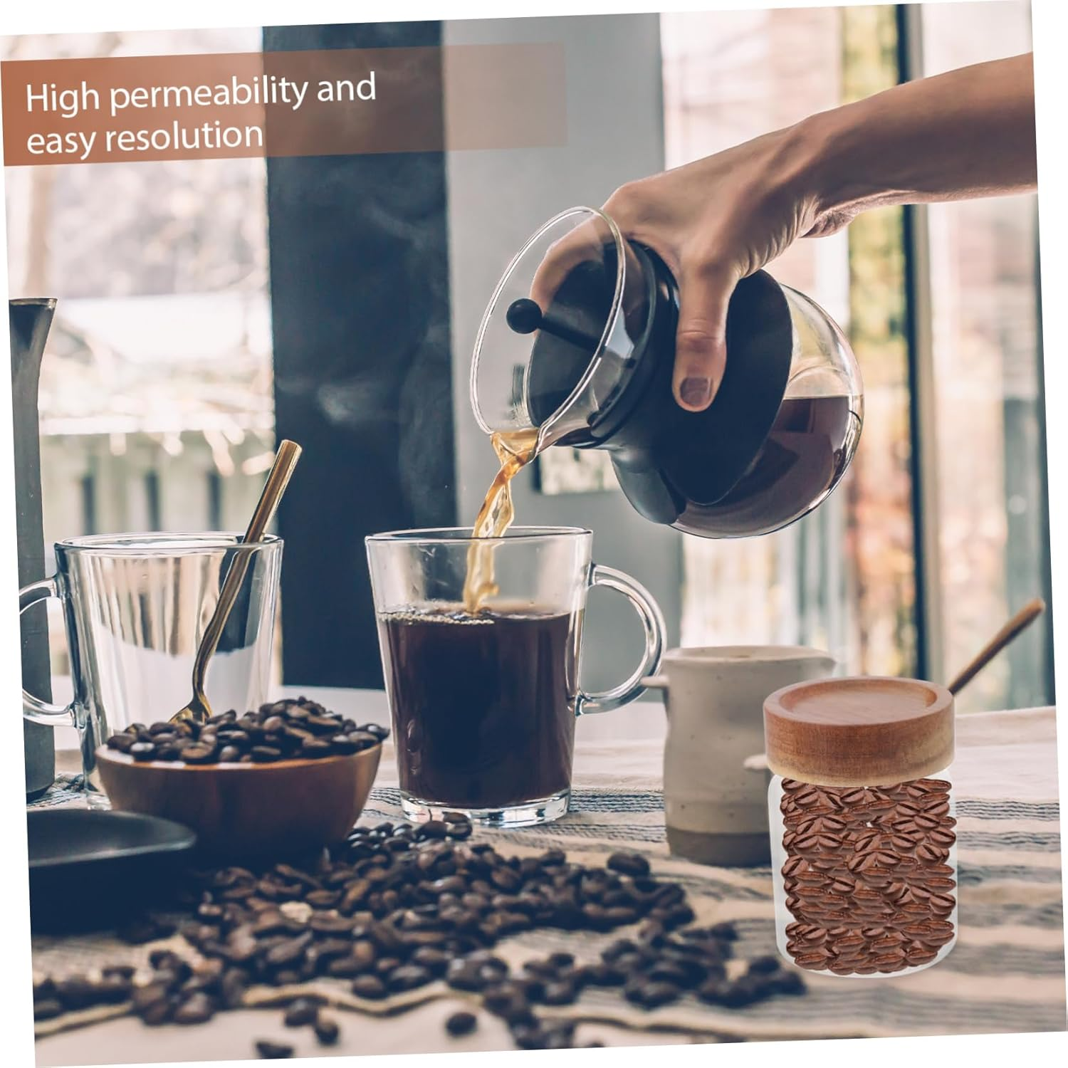 FUNOMOCYA Coffee Storage Jar Sealed Storage Jar Beans Container Lid Kitchen Supply Airtight Coffee Canister Home Can for Fresh Beans