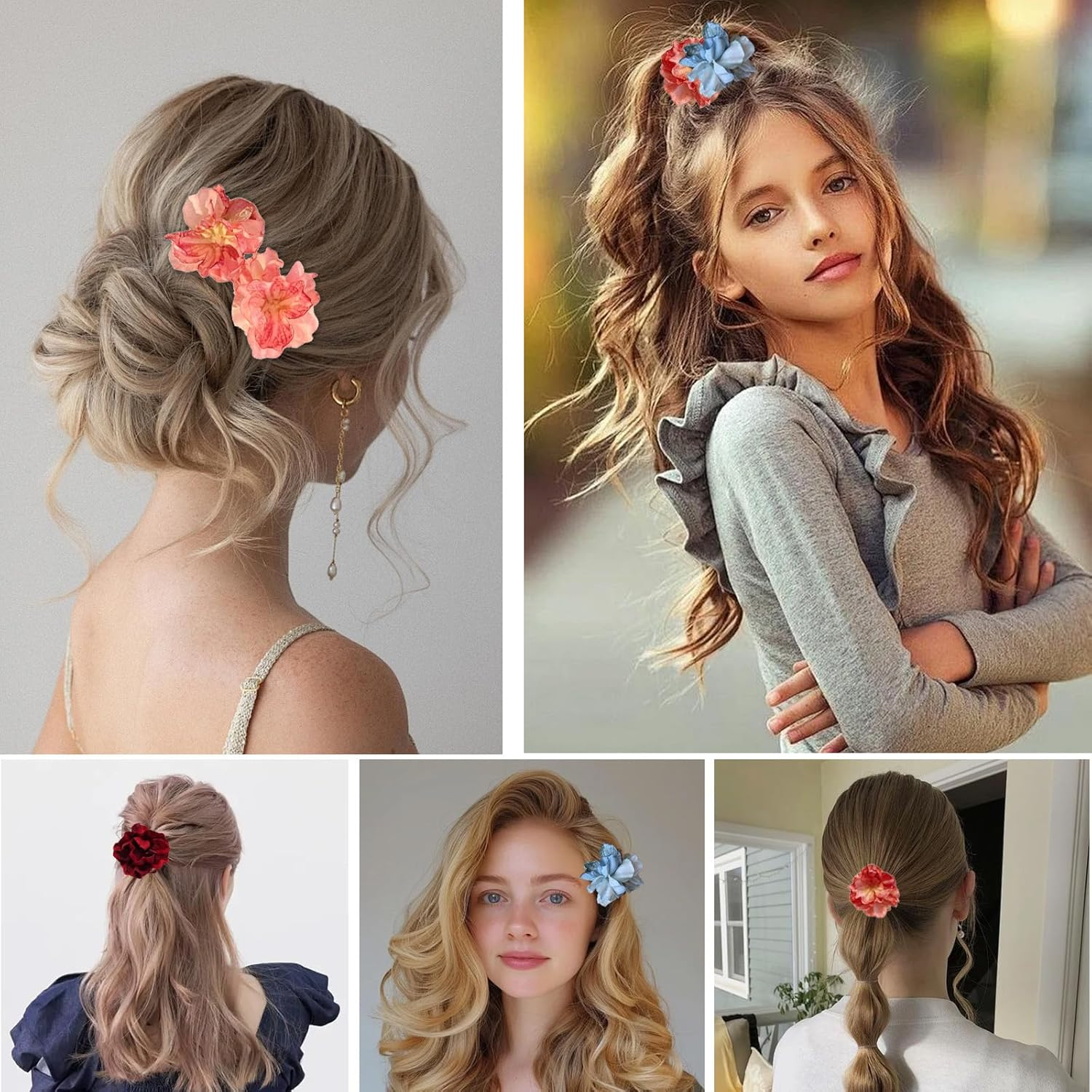 BSITSSS Pack of 9 Flower Hair Clips, Flower Roses, Flower Hair Clip, Hair Accessories, Flower Hair Clip for Girls and Women, Wedding, Beach, Party, Pool, Holiday image number 4