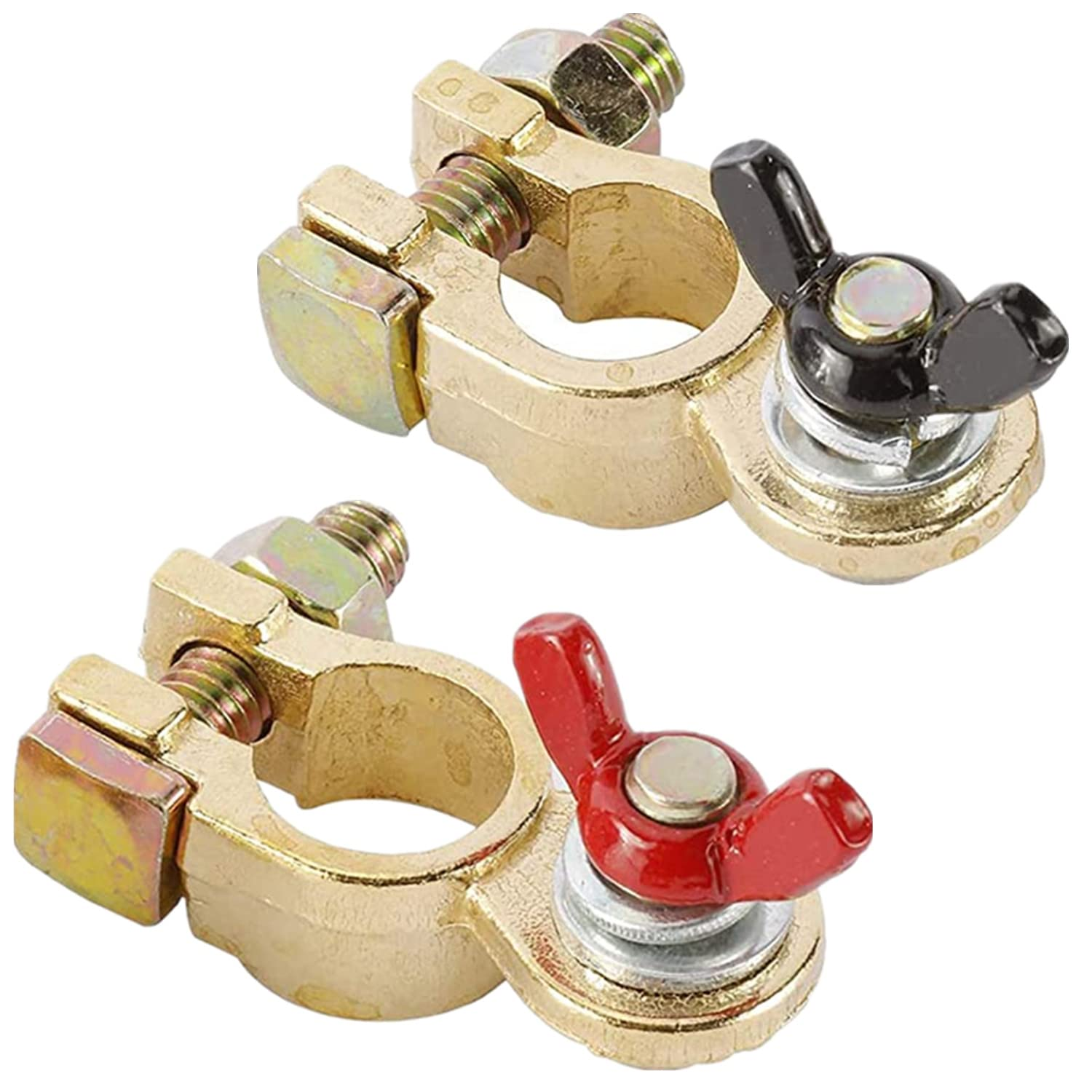 1 Pairs Car Battery Terminals Connectors, Battery Master Switch Battery with Red and Black Coated Wing Nuts Terminal Link Switch for Motorcycle Boat Truck Car Van image number 5