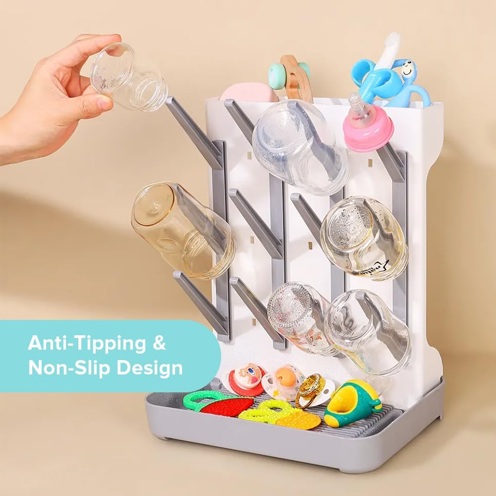 Baby Bottle Drying Rack, Vertical Space Saving Countertop Standing Drying Rack Baby Accessory, Bottle Brsuh, Pacifier, Breast Pump Accessories Drying Stand, Storage Organizer (Blue) image number 4