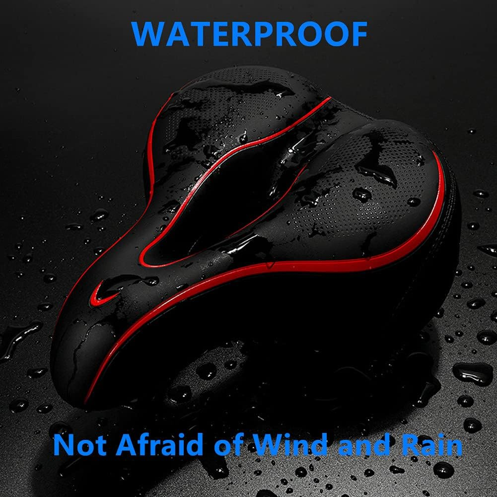 Bicycle Seat, Comfortable Exercise Bike Seat Cushion for Men and Women, Universal with Dual Shock Absorbing Ball Mountain Bike Oversized Extra Road Wide Bicycle Saddle with Reflect. image number 2