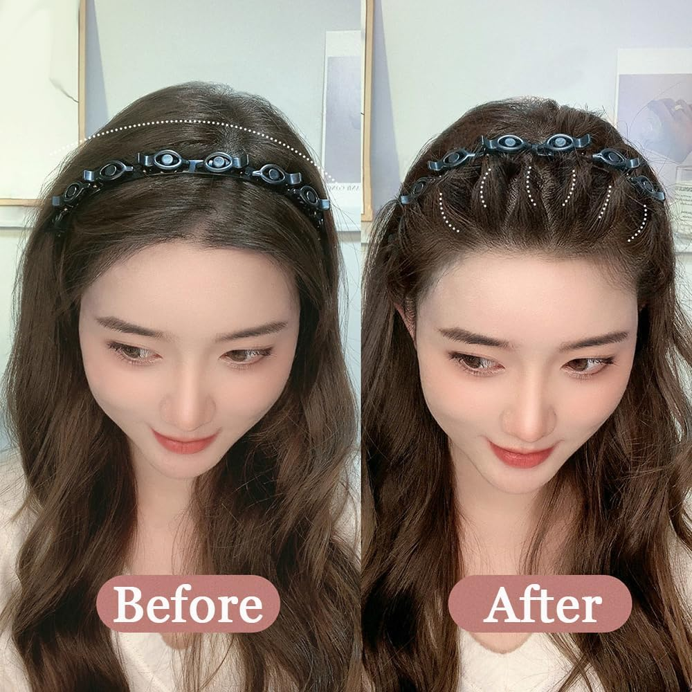 Hair Band with Clips, 2 Hair Bands with Clips, Twist Braid Hair Band, Hair Holder