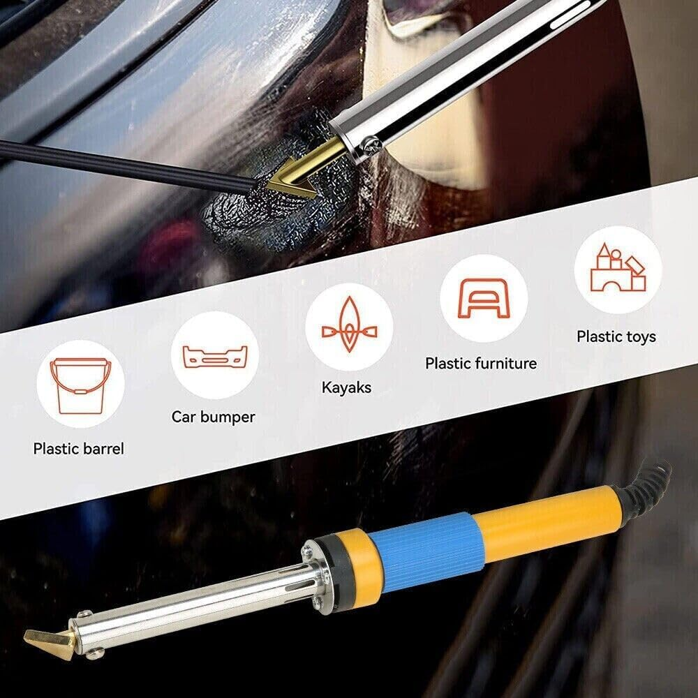 Plastic Welding Kit Fast Heating Plastic Welder & Soldering Iron Gun with 2 Welding Tips, Patch Net,Hot Iron Stand,Wire Brush Etc for DIY, Car Bumper, Dashboard, Kayak, Canoe Repair Tool image number 3