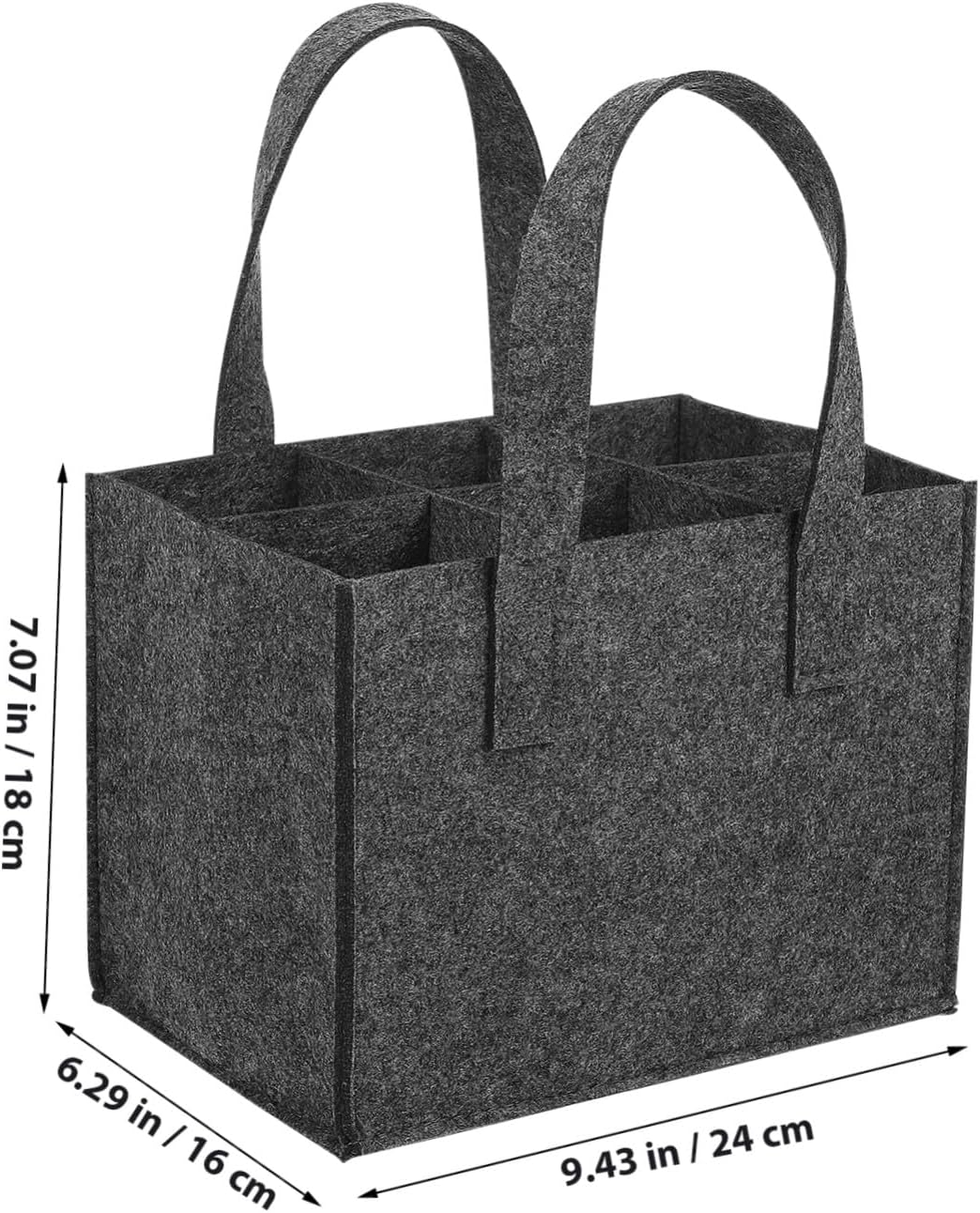 BEBEMOKO Felt Wine Carrier Bag 6-Bottle Tote Wine Handbag Thick Felt Bottle Carrier for Travel Camping Picnic 4Pcs Medium Grey image number 6