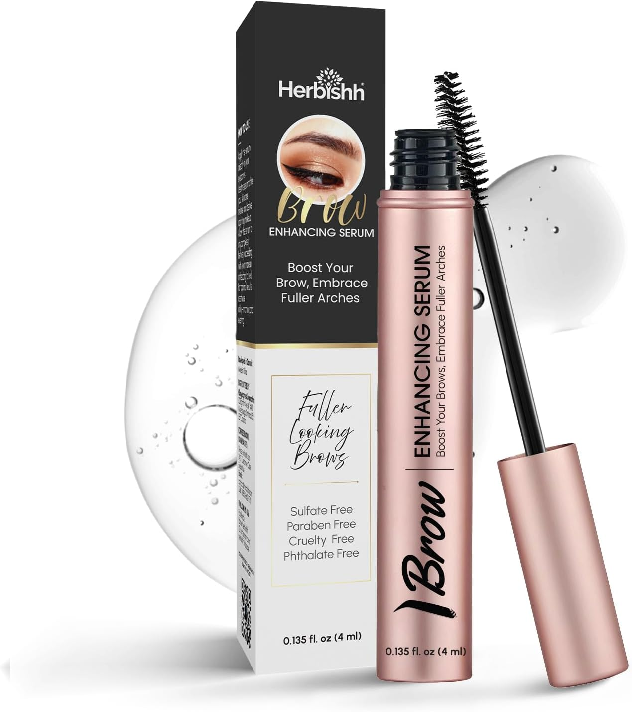 Herbishh Eyelash & Eyebrow Enhancing Serum Combo &ndash; Complete Eye Care Growth Formula for Fuller Lashes & Brows, Safe for Lash Extensions, Growth Serum, Fragrance-Free, 0.135 Fl. Oz Each