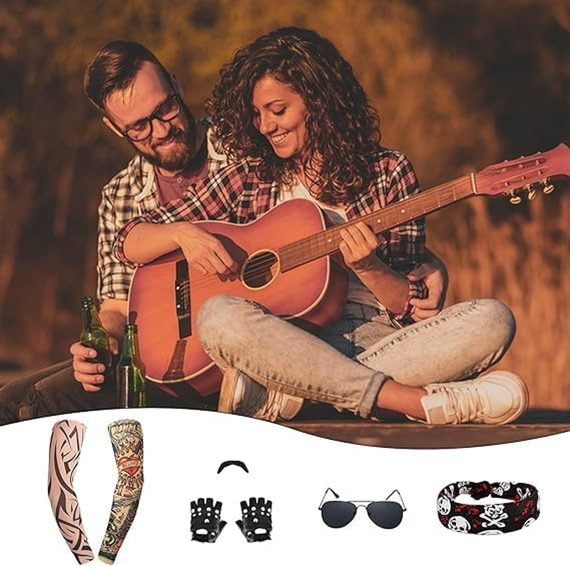 HENWUBEI Retro Hippie Rock Costume Men'S Long Curly Wig Black Curly Disco Costume Men'S Party 70'S 80'S 90'S, Suitable for Halloween Rave, Cosplay, DIY Themed Masquerade Party image number 3