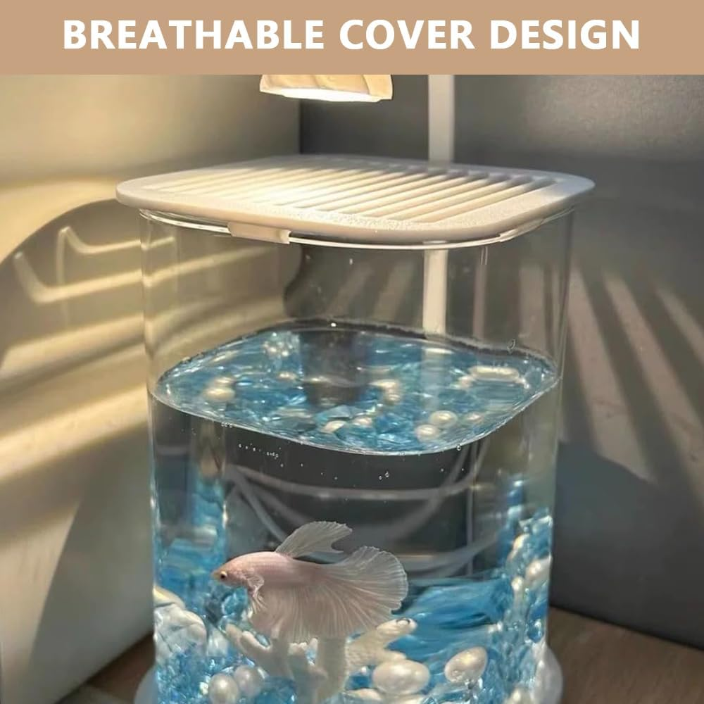 Mini Desktop Glass Aquarium with LED Light &ndash; 10&times;10&times;15Cm Small Fish Tank for Betta, Shrimp, or Aquatic Plants &ndash; Compact Rimless Tank for Home or Office Decor image number 5