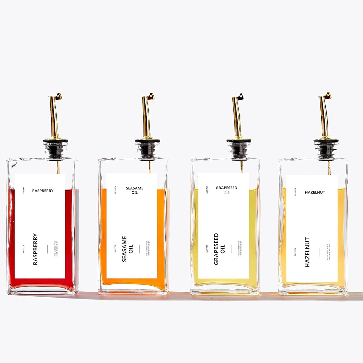 Olive Oil Dispenser Bottle for Kitchen, 16.9 Oz/ 500 Ml Cooking Oil Dispenser, Oil and Vinegar Dispenser Bottle Set, Glass Oil Container,Coffee Syrup Dispenser (Balck, Set of 2)