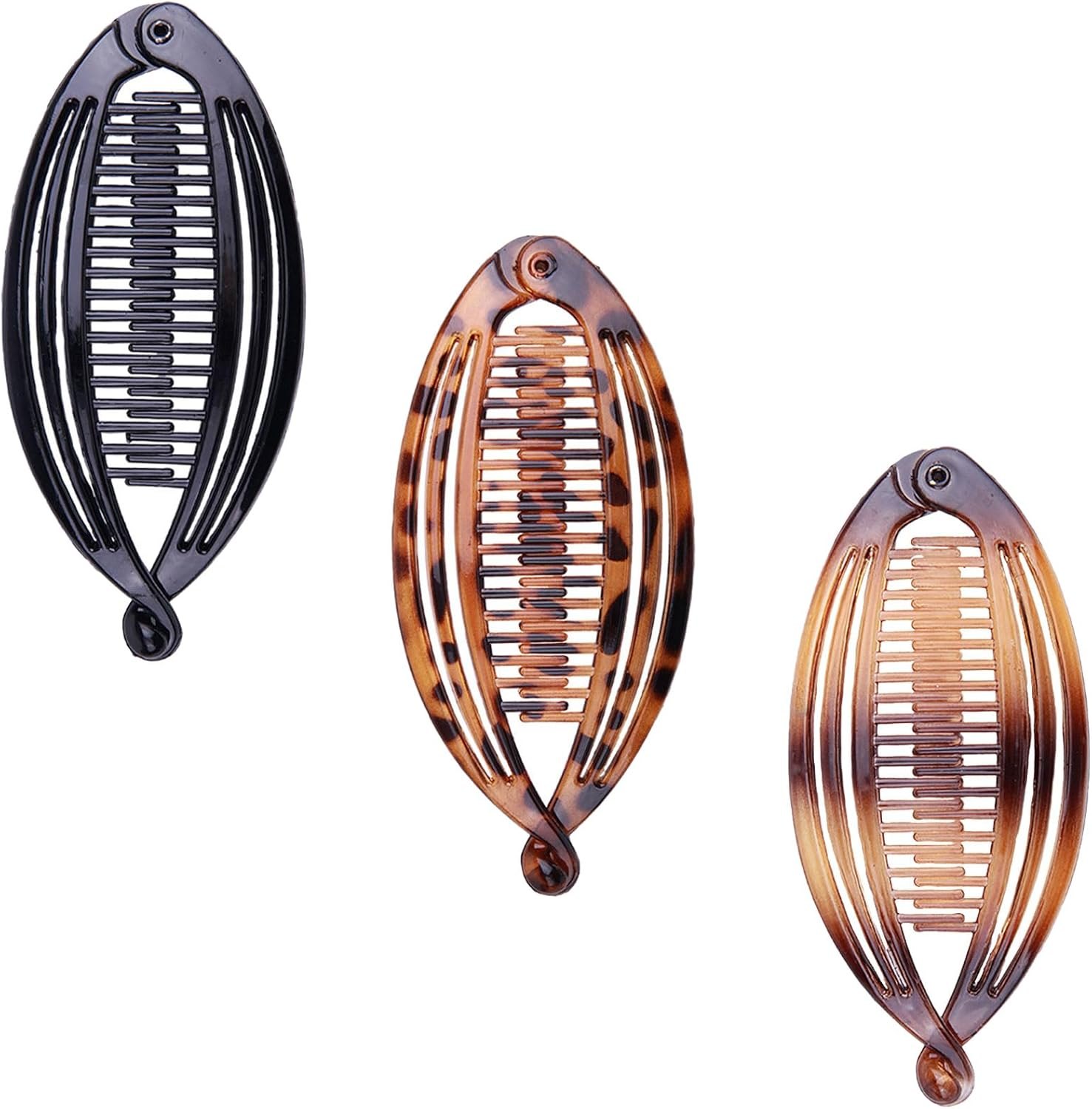 Pack of 3 Banana Clip Hair, Banana Clip, Banana Hair Clips, Retro Female Hair Accessory Hair Comb, Vintage Fish Tail Hair Clip, Women'S Ponytail Banana Clips, Hair Clips image number 1