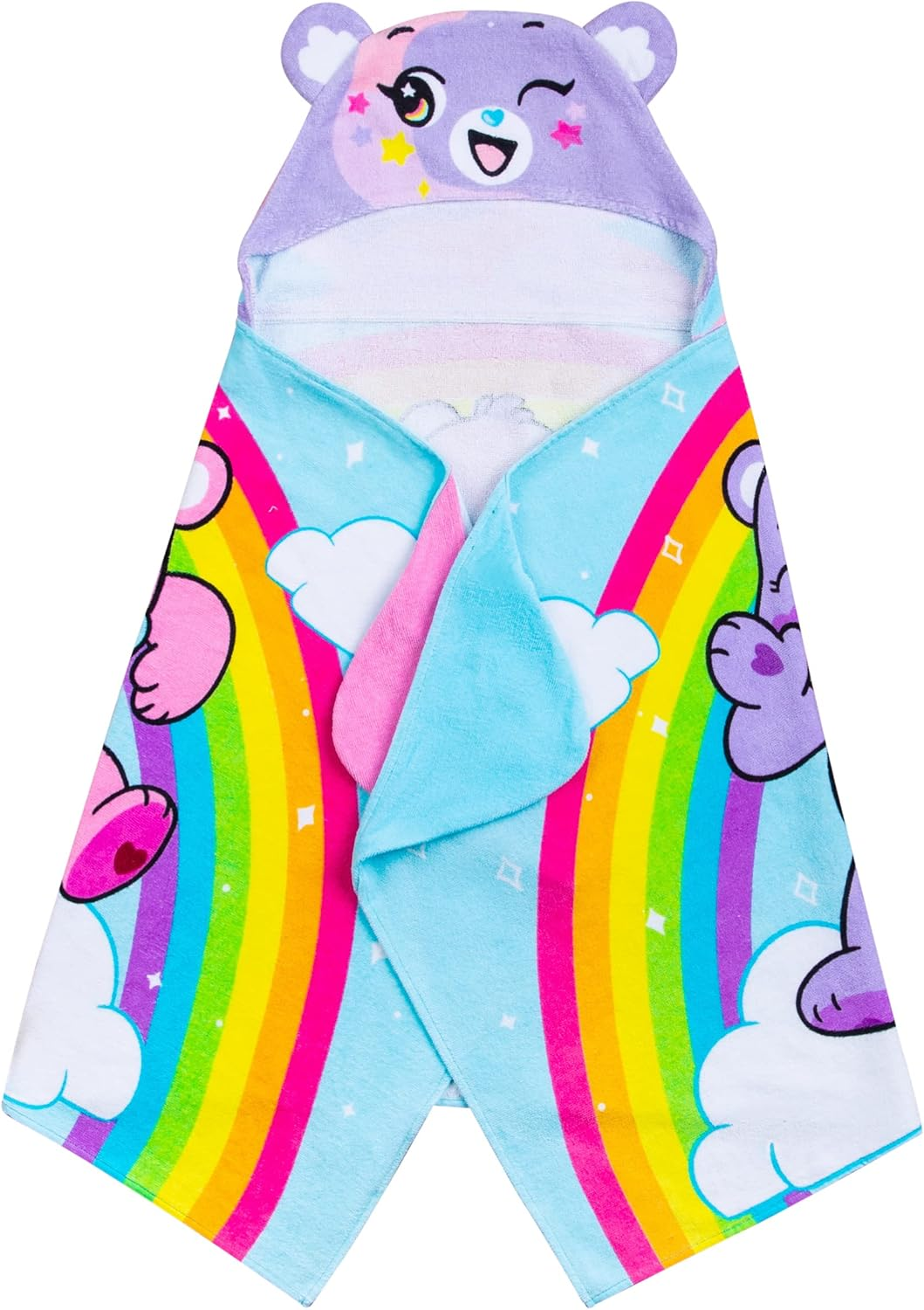 Franco Care Bears Bath/Pool/Beach Soft Cotton Terry Hooded Towel Wrap, 24 in X 50 In, by Kids (HH1893) image number 5