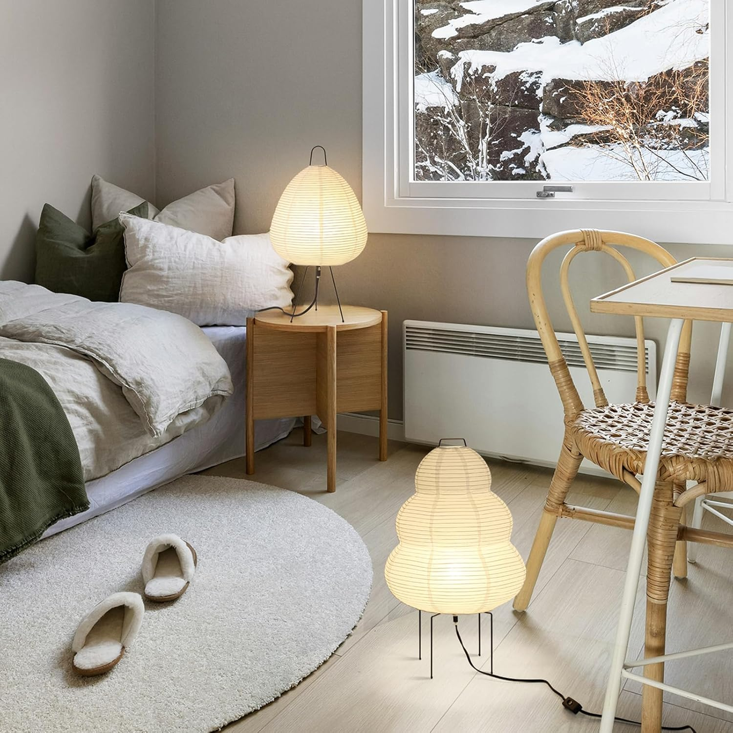 Noguchi Floor Lamp, Akari Rice Paper Lamp, Paper Lantern Floor Lamp with Warm and Cozy Ambiance for Any Room image number 5