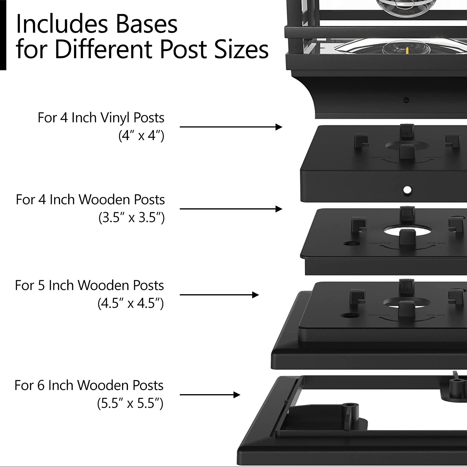 Davinci Lighting Edison Solar Outdoor Post Cap Lights - 4X4 5X5 6X6 - Bright LED Light for Fence Deck Garden or Patio Posts - Slate Black (2 Pack) image number 4
