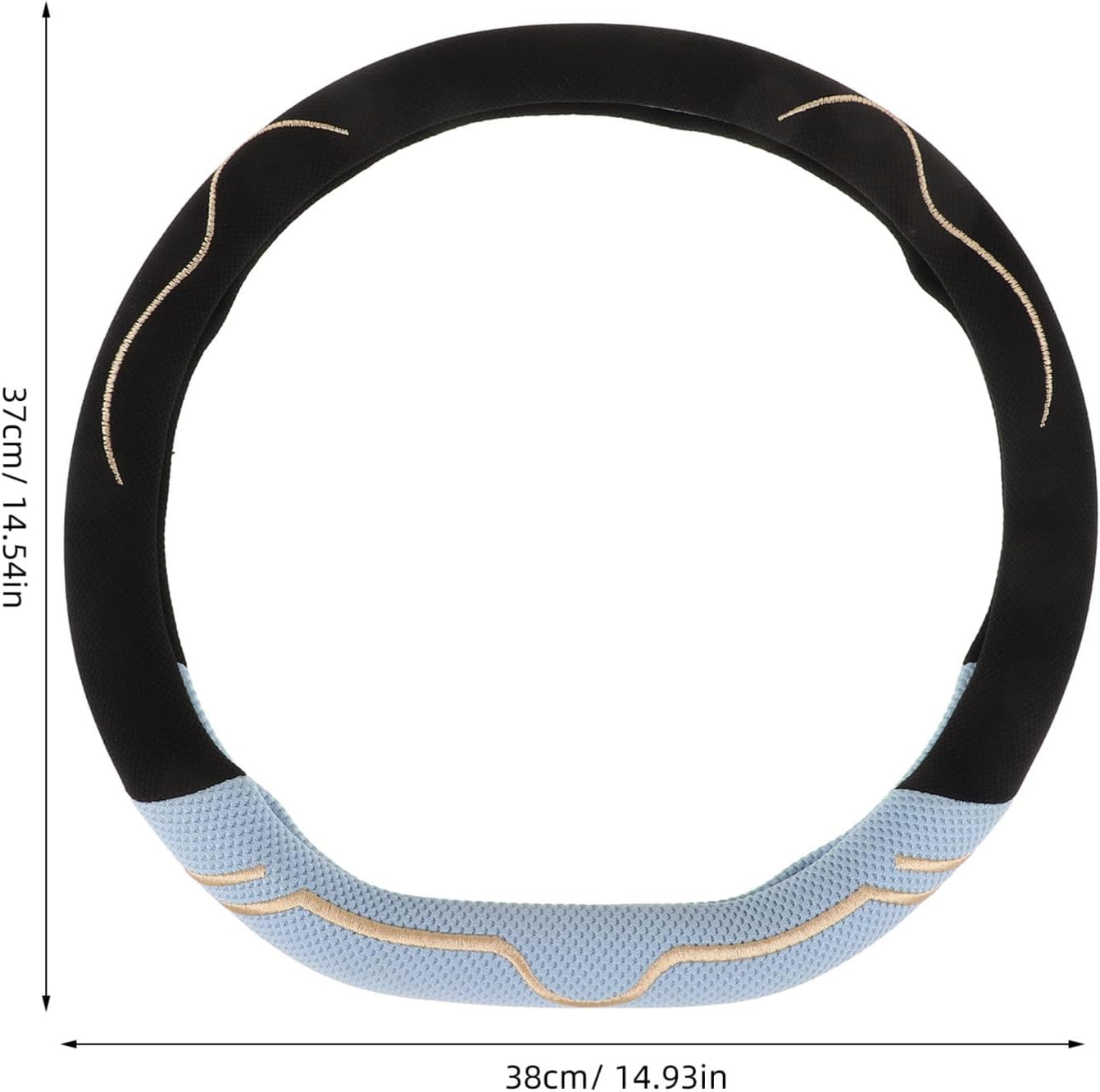 Anneome Universal 38Cm D-Shape Steering Wheel Cover Breathable Ice Silk Fabric, Thin Stretch Steering Cover for All-Season Car Interior Protection image number 2